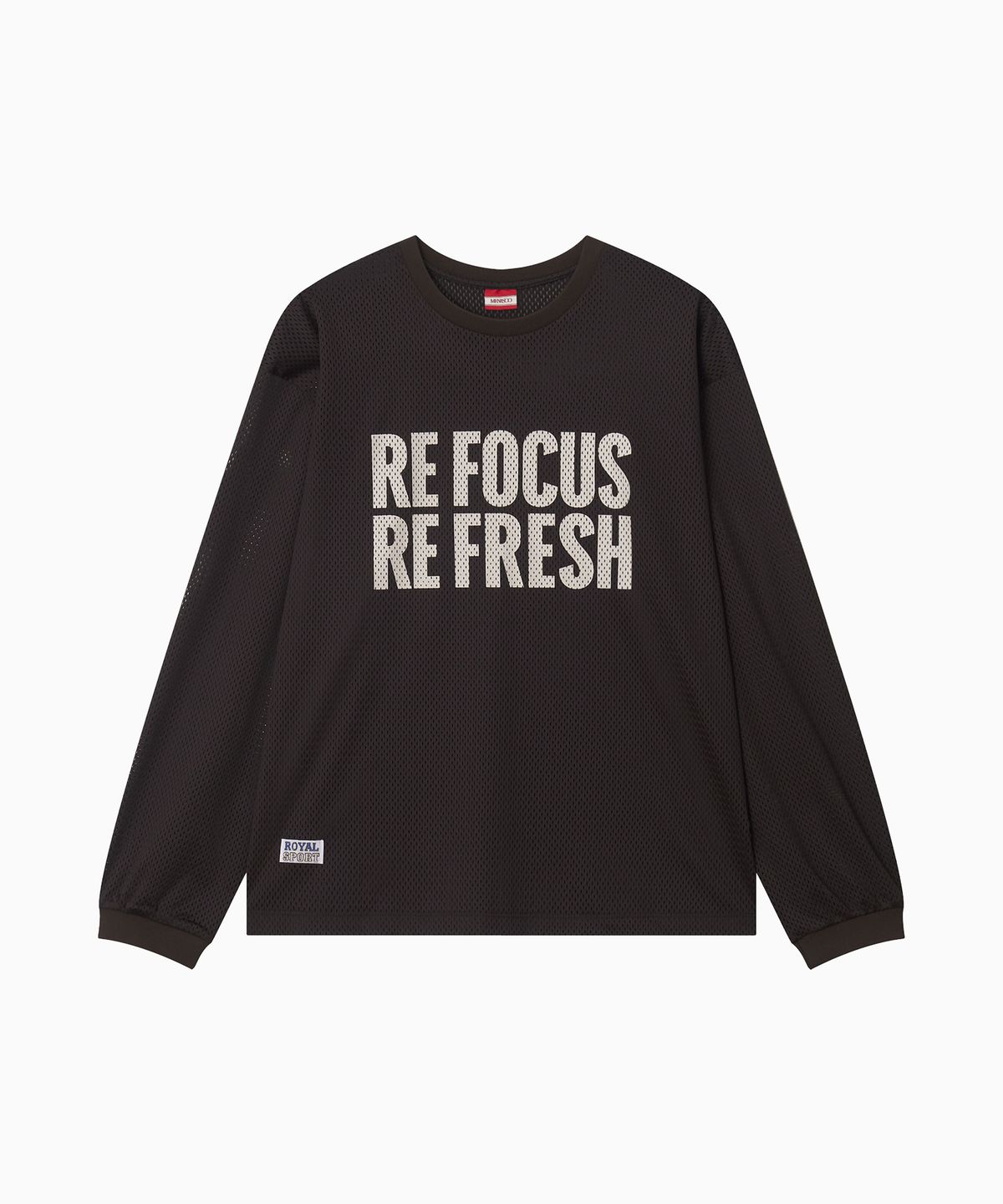 미나수(MENASOO) Refocus Mesh Round Neck T Shirt_Brown