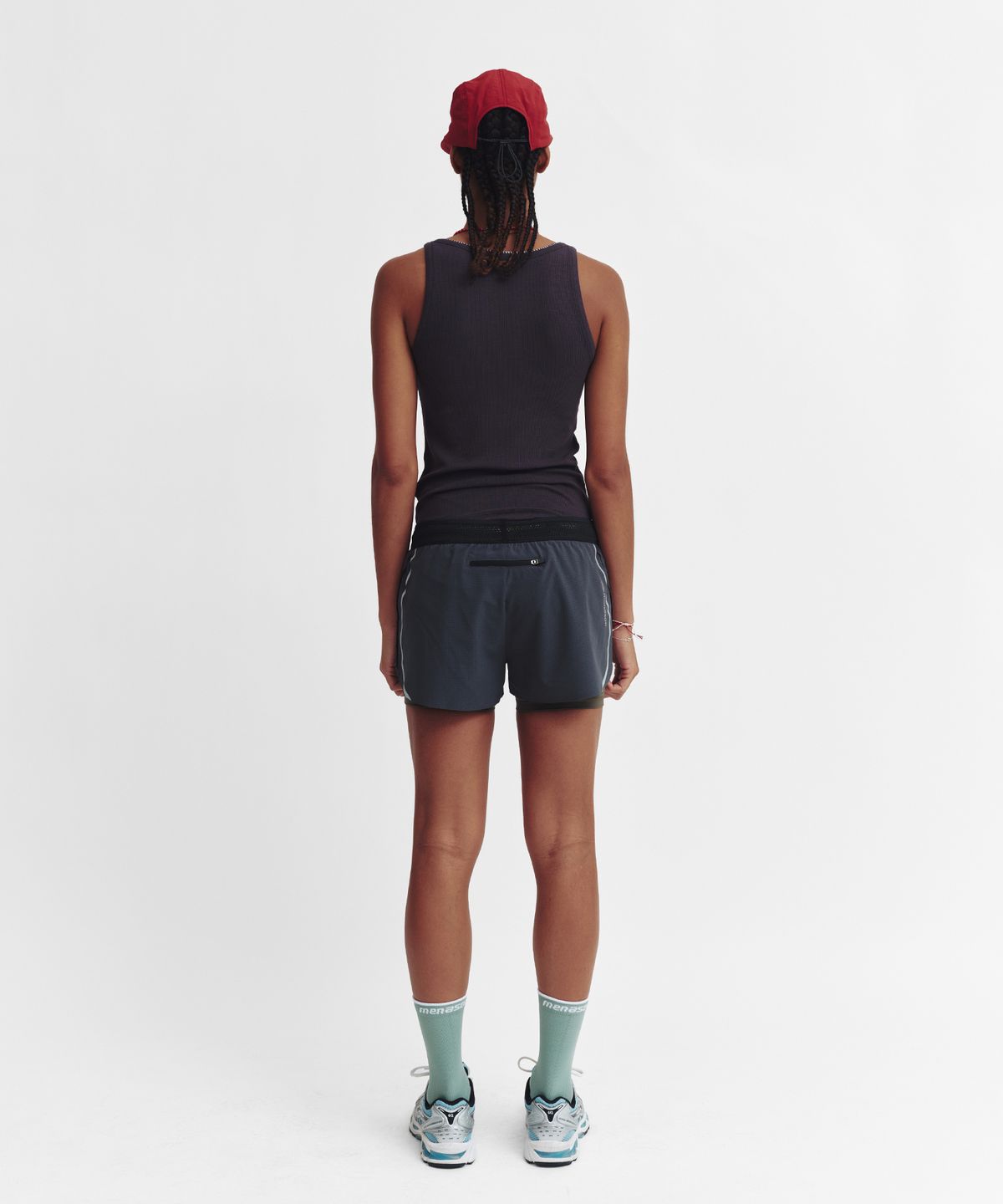 미나수(MENASOO) Side Line Running Shorts_Teal Blue