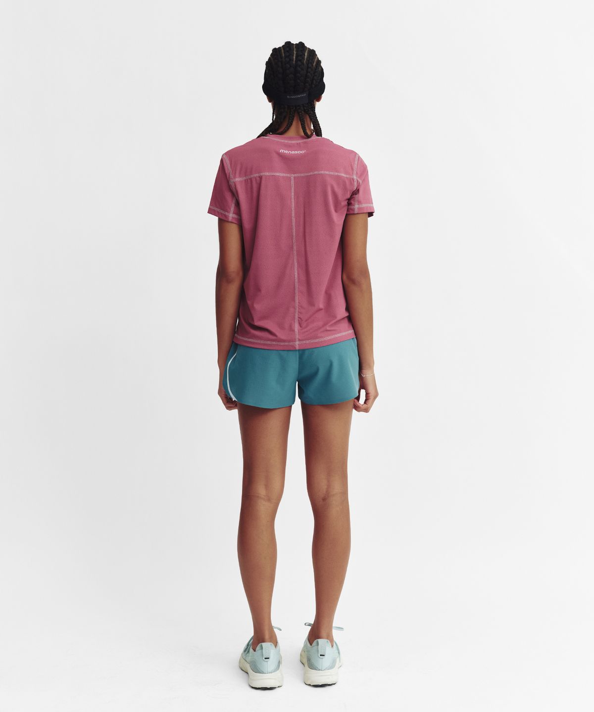 미나수(MENASOO) Sports Fit Contrast Stitch Short Sleeve T Shirt_Pink