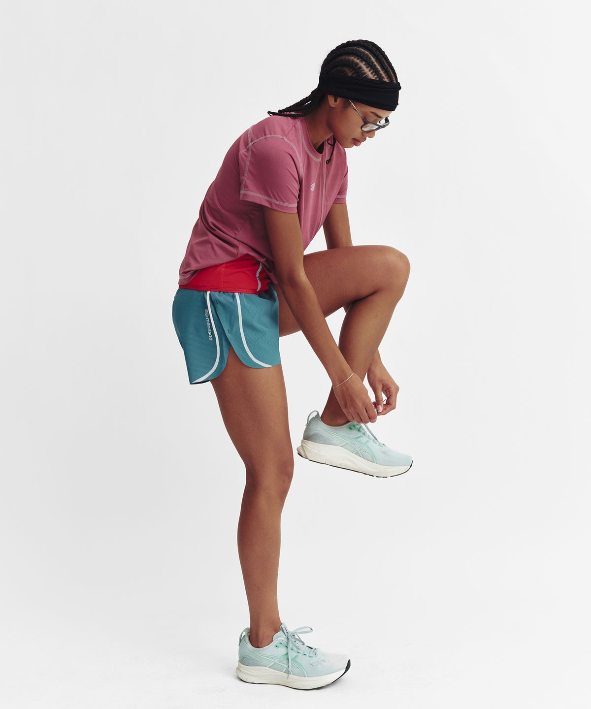 미나수(MENASOO) Sports Fit Contrast Stitch Short Sleeve T Shirt_Pink