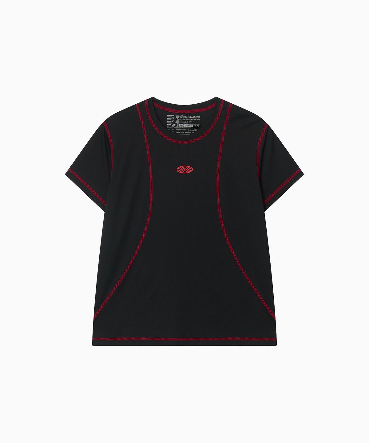 미나수(MENASOO) Sports Fit Contrast Stitch Short Sleeve T Shirt_Black