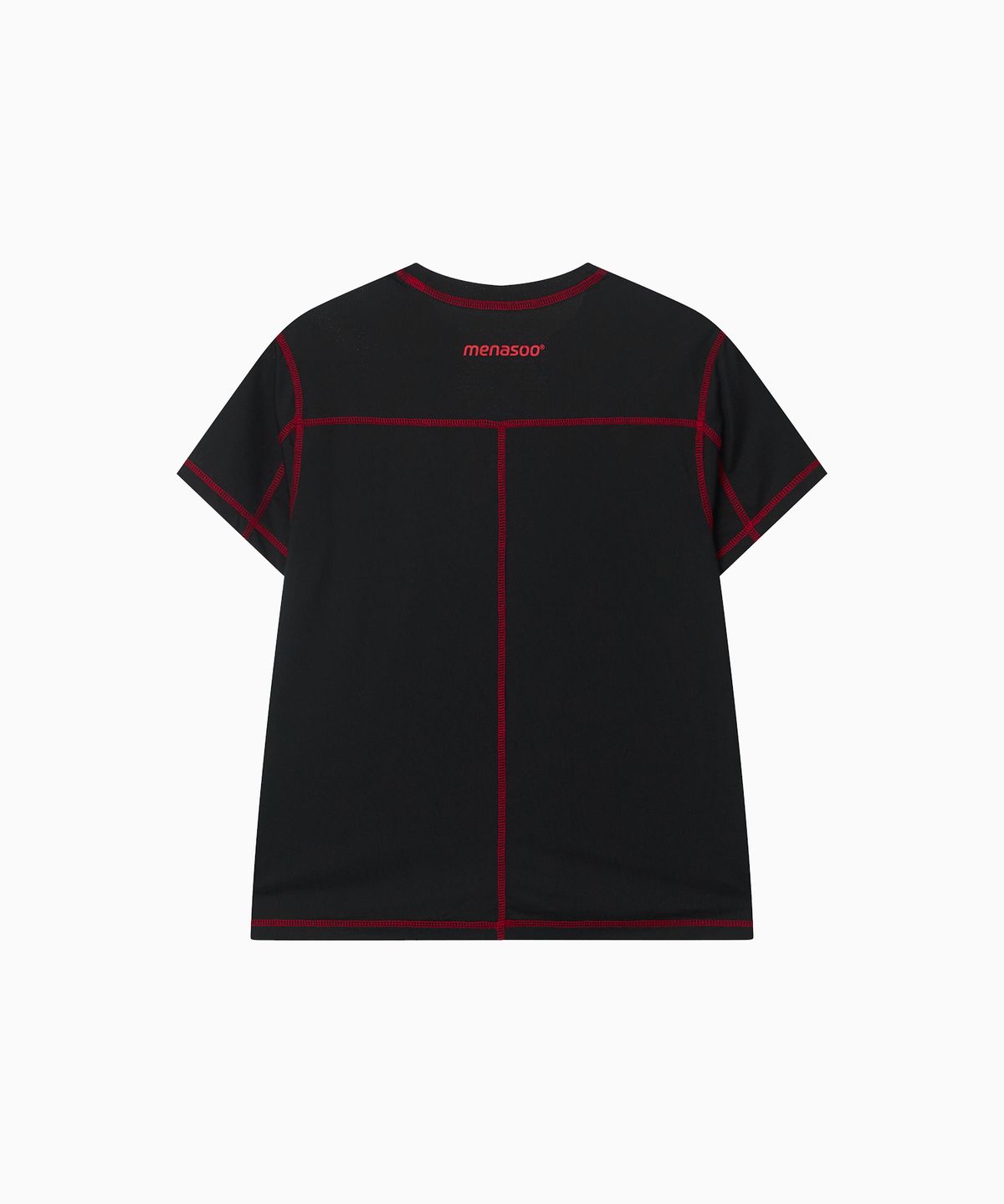 미나수(MENASOO) Sports Fit Contrast Stitch Short Sleeve T Shirt_Black