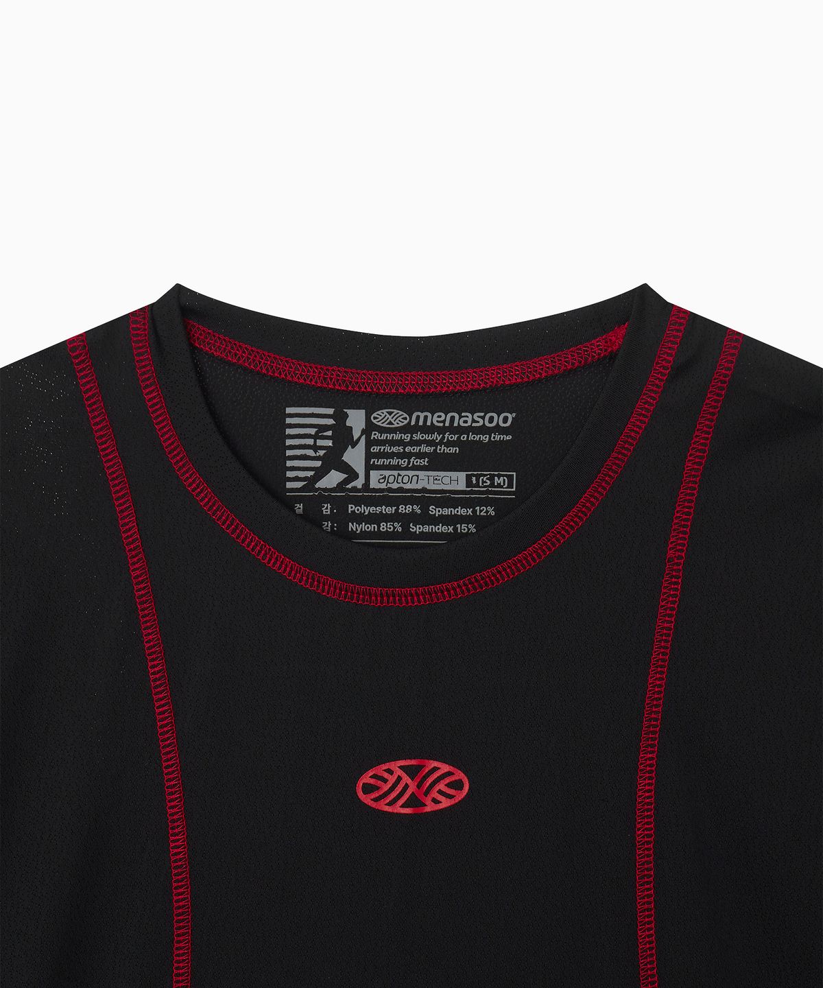 미나수(MENASOO) Sports Fit Contrast Stitch Short Sleeve T Shirt_Black
