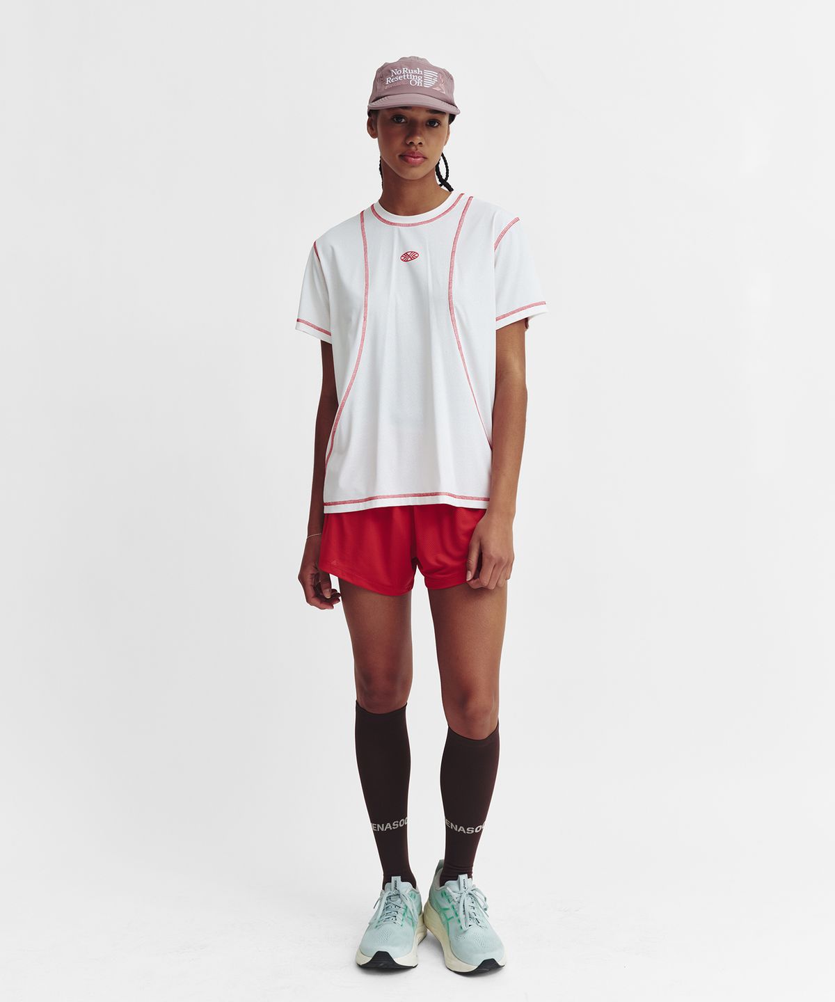 미나수(MENASOO) Sports Fit Contrast Stitch Short Sleeve T Shirt_White