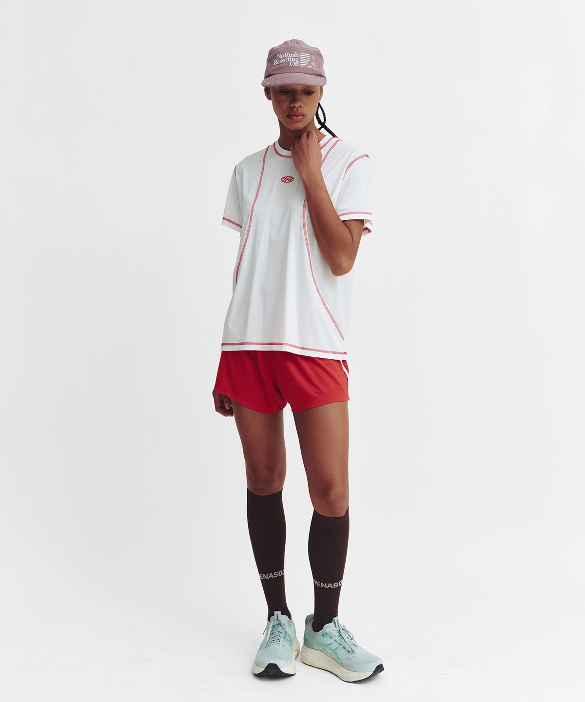 미나수(MENASOO) Sports Fit Contrast Stitch Short Sleeve T Shirt_White