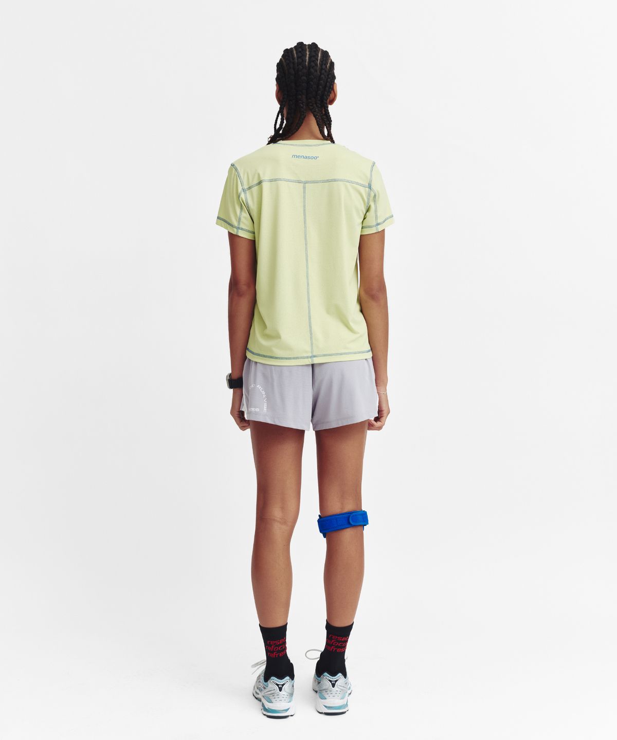 미나수(MENASOO) Sports Fit Contrast Stitch Short Sleeve T Shirt_Lime