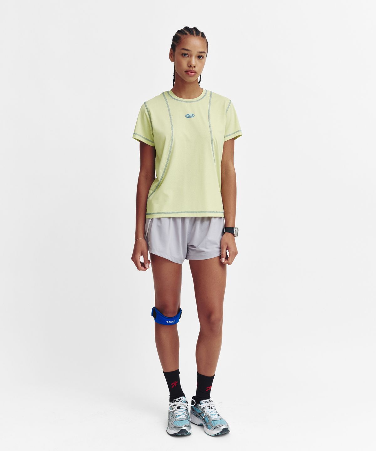 미나수(MENASOO) Sports Fit Contrast Stitch Short Sleeve T Shirt_Lime