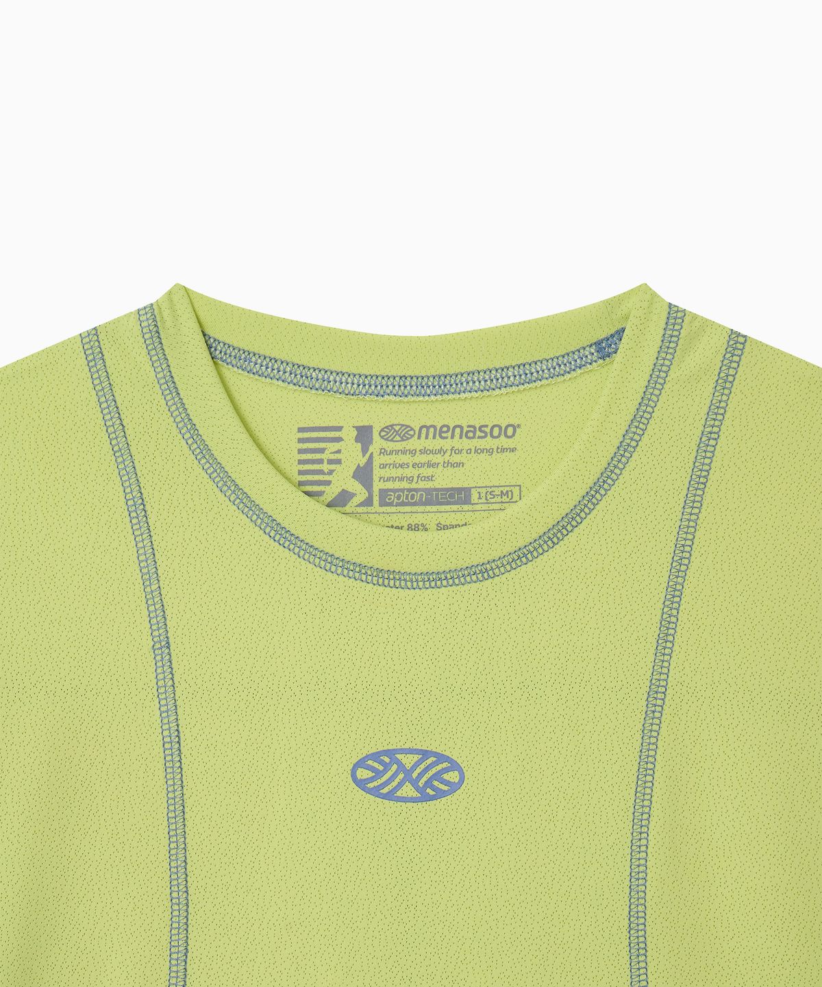 미나수(MENASOO) Sports Fit Contrast Stitch Short Sleeve T Shirt_Lime
