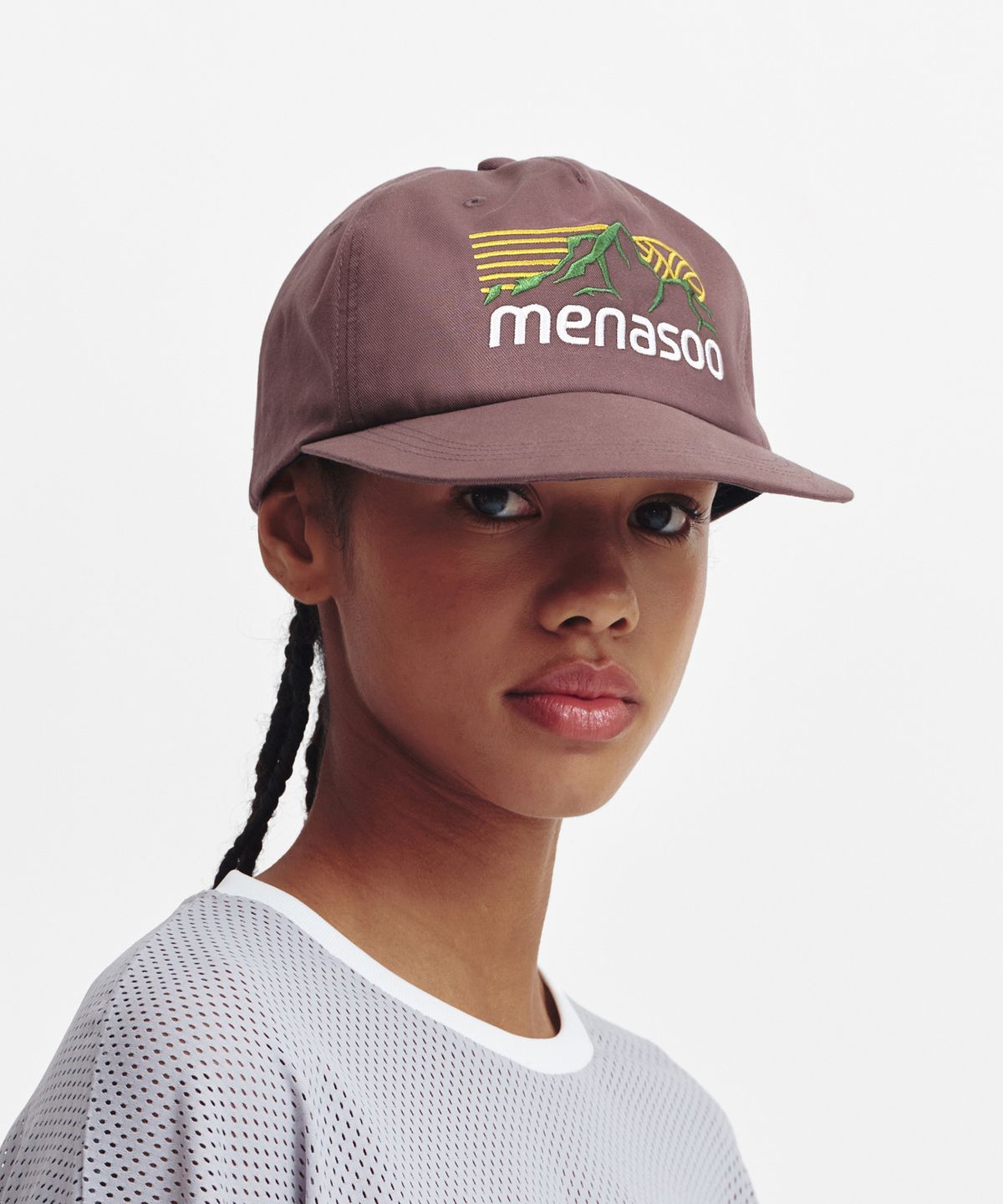 미나수(MENASOO) Mountain Logo Cotton Cap_Brown