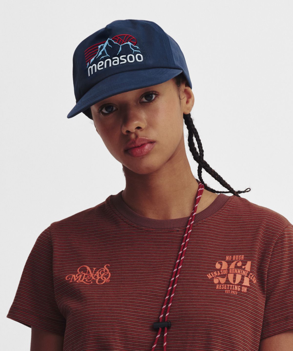 미나수(MENASOO) Mountain Logo Cotton Cap_Navy