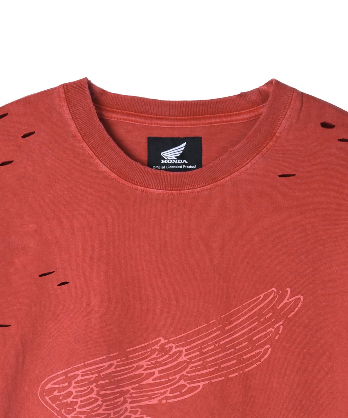 핍스 모터사이클(PHYPS MOTORCYCLE) Pigment Demage Single Logo Half T-Shirts Red