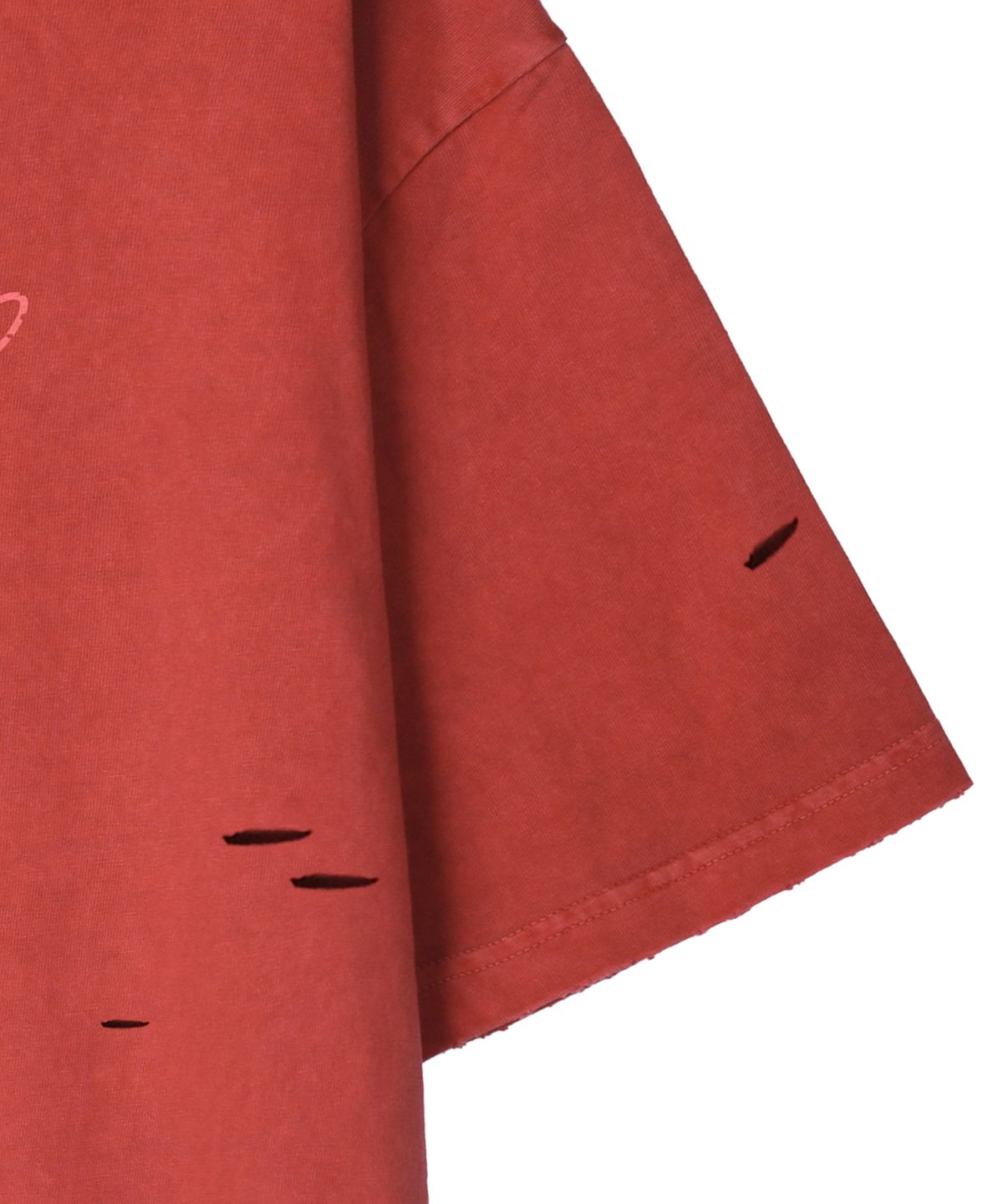핍스 모터사이클(PHYPS MOTORCYCLE) Pigment Demage Single Logo Half T-Shirts Red