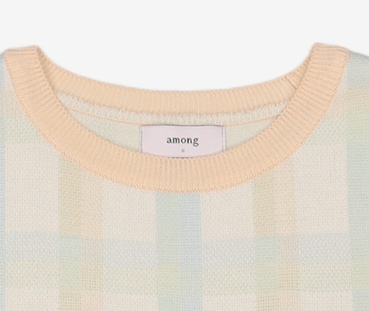어몽(AMONG) A SPRING CHECK KNIT_IVORY S