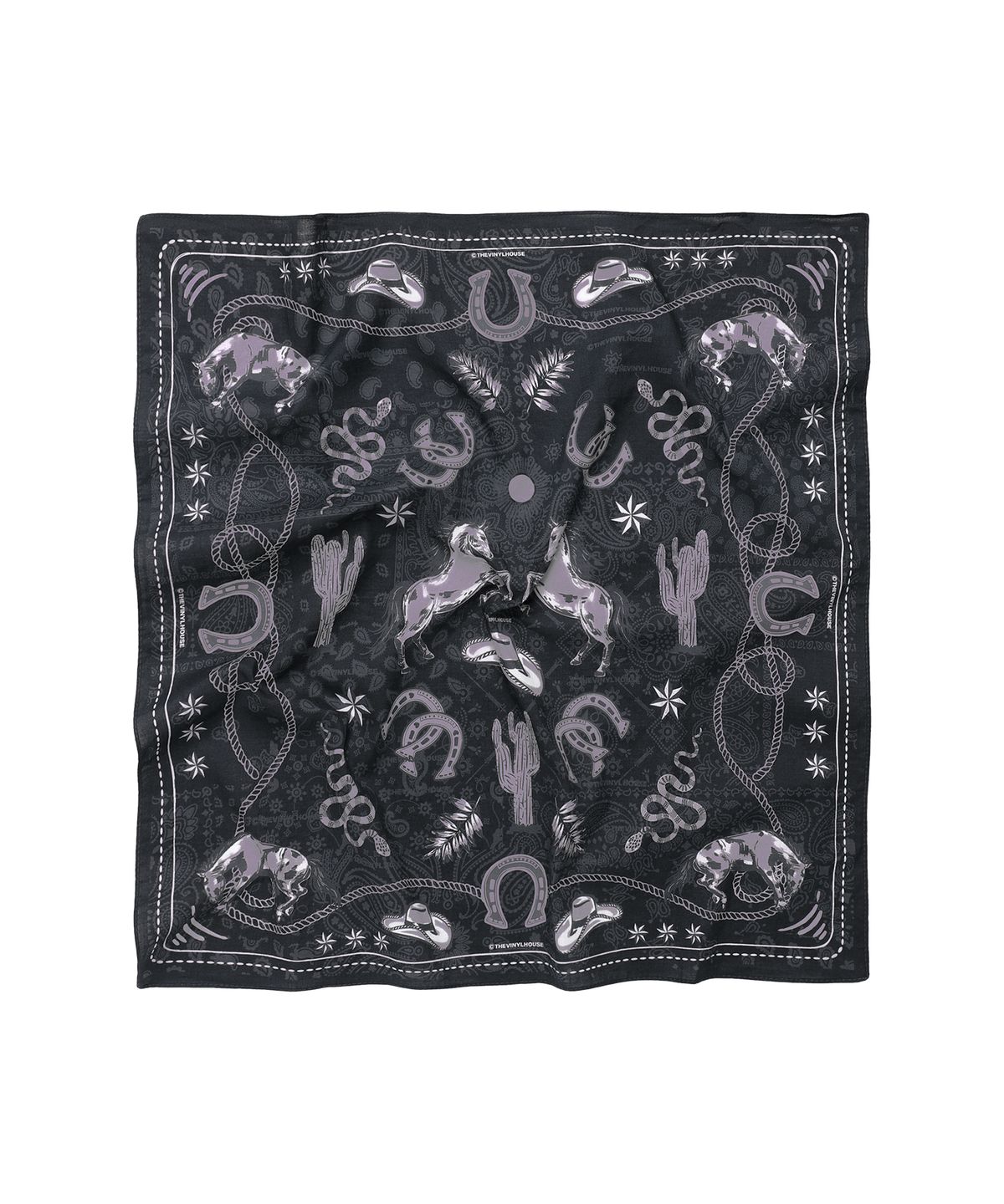 더바이닐하우스(THEVINYLHOUSE) TVH WESTERN PATTERN BANDANA BLACK