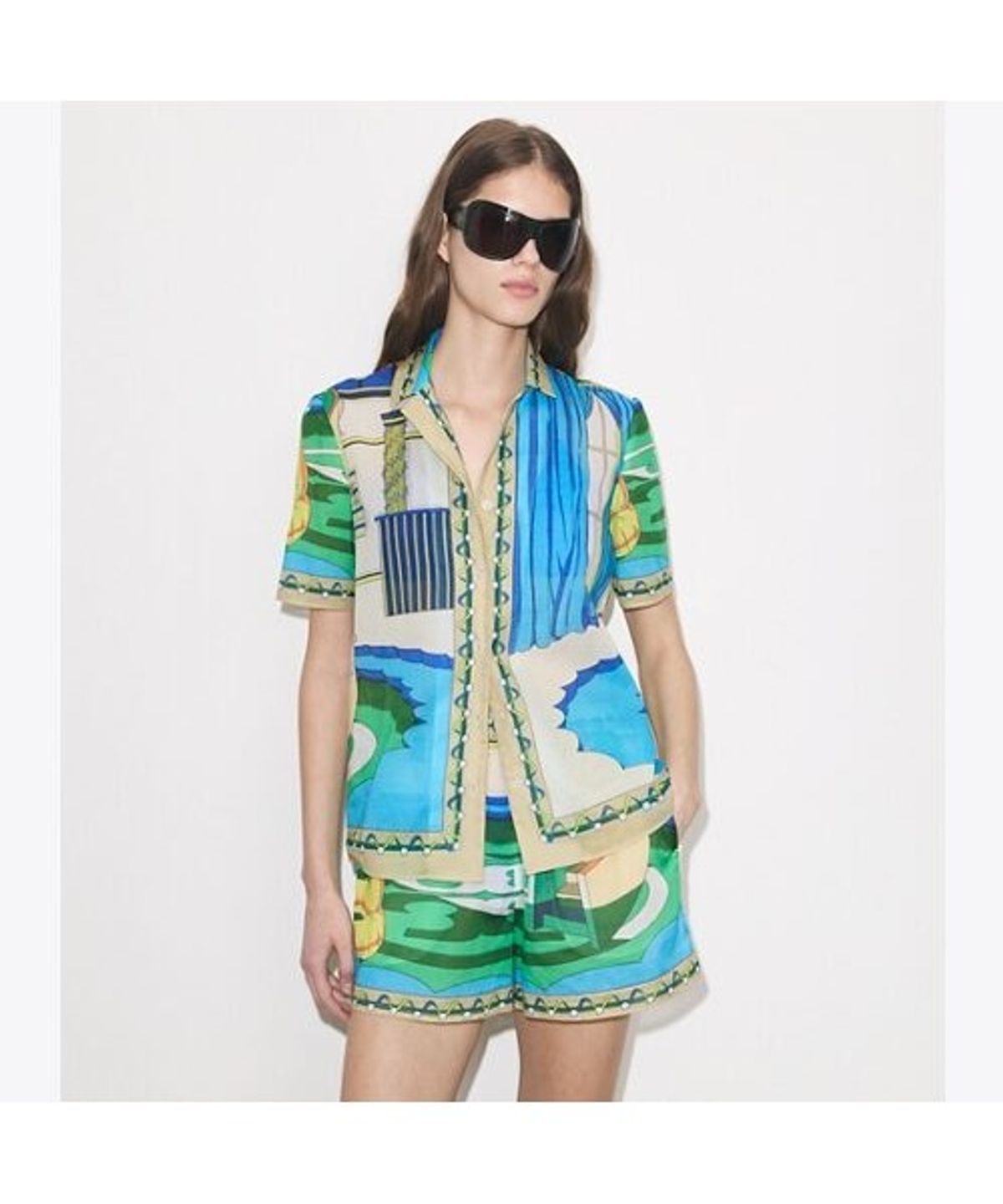 토리버치(TORYBURCH) 프린티드 캠프 셔츠 - 더 풀 블루