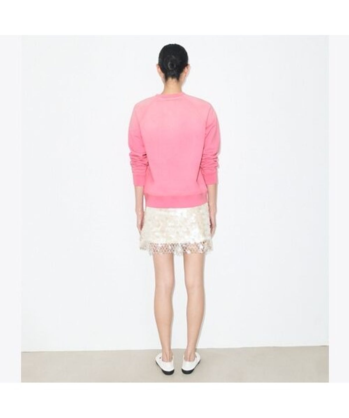 토리버치(TORYBURCH) 디스트레스드 코튼 스웨셔츠 - 비비드 버블검