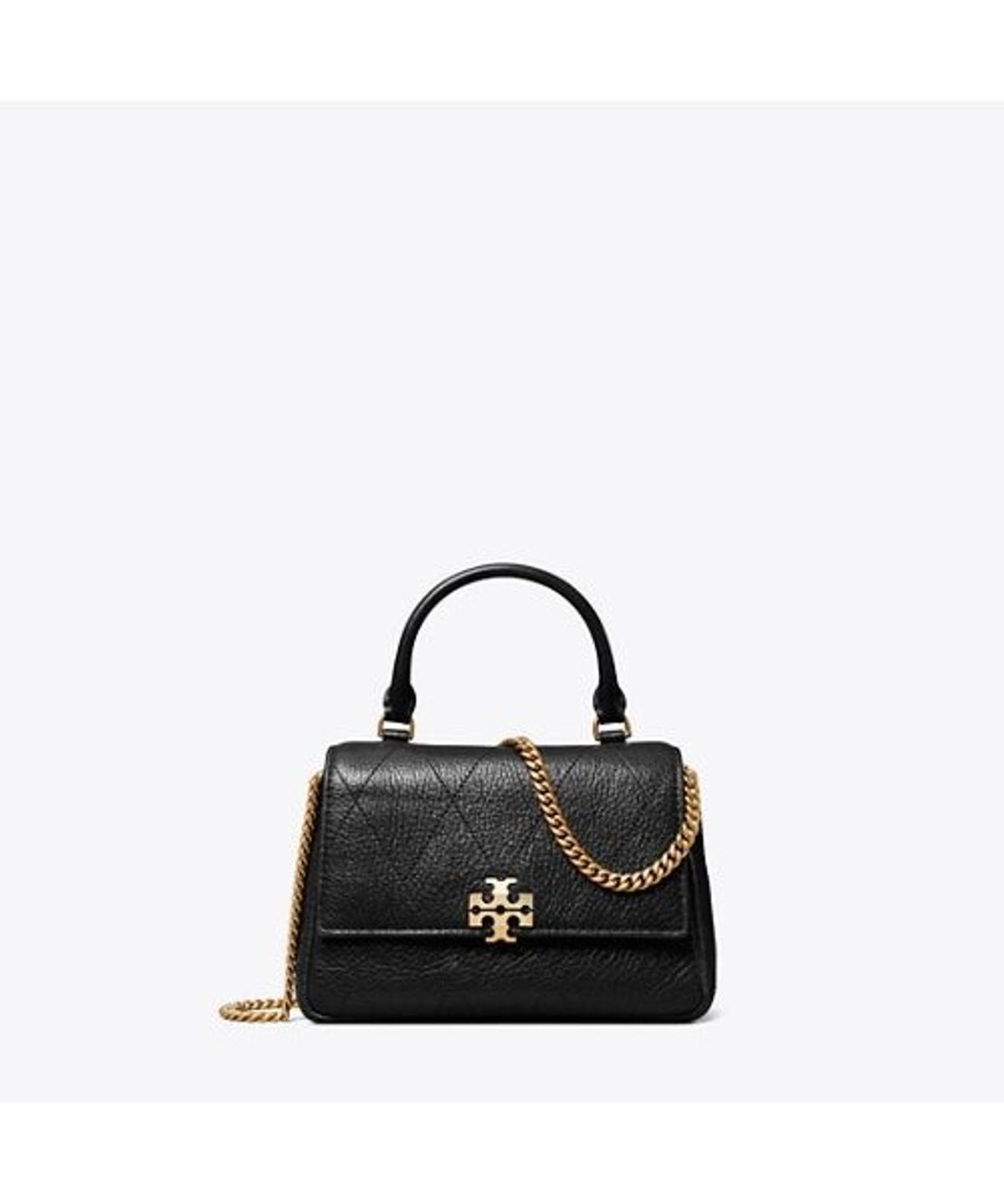 토리버치(TORYBURCH) 찰리 퀼티드 탑 핸들 체인 월렛 - 블랙
