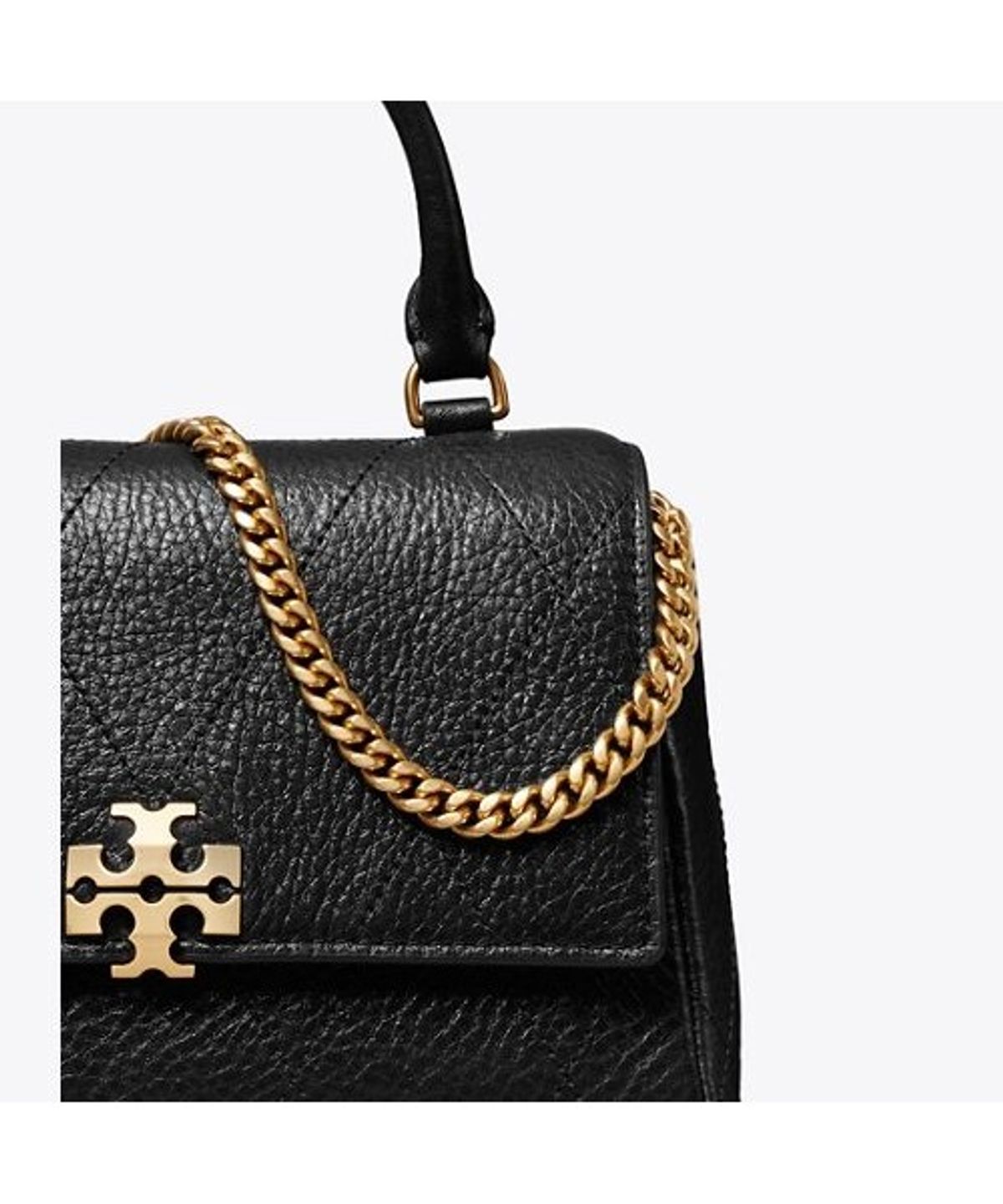 토리버치(TORYBURCH) 찰리 퀼티드 탑 핸들 체인 월렛 - 블랙