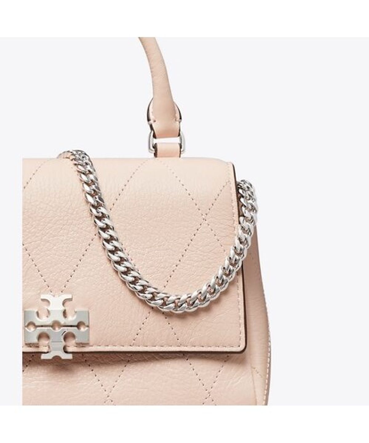 토리버치(TORYBURCH) 찰리 퀼티드 탑 핸들 체인 월렛 - 소프트 핑크