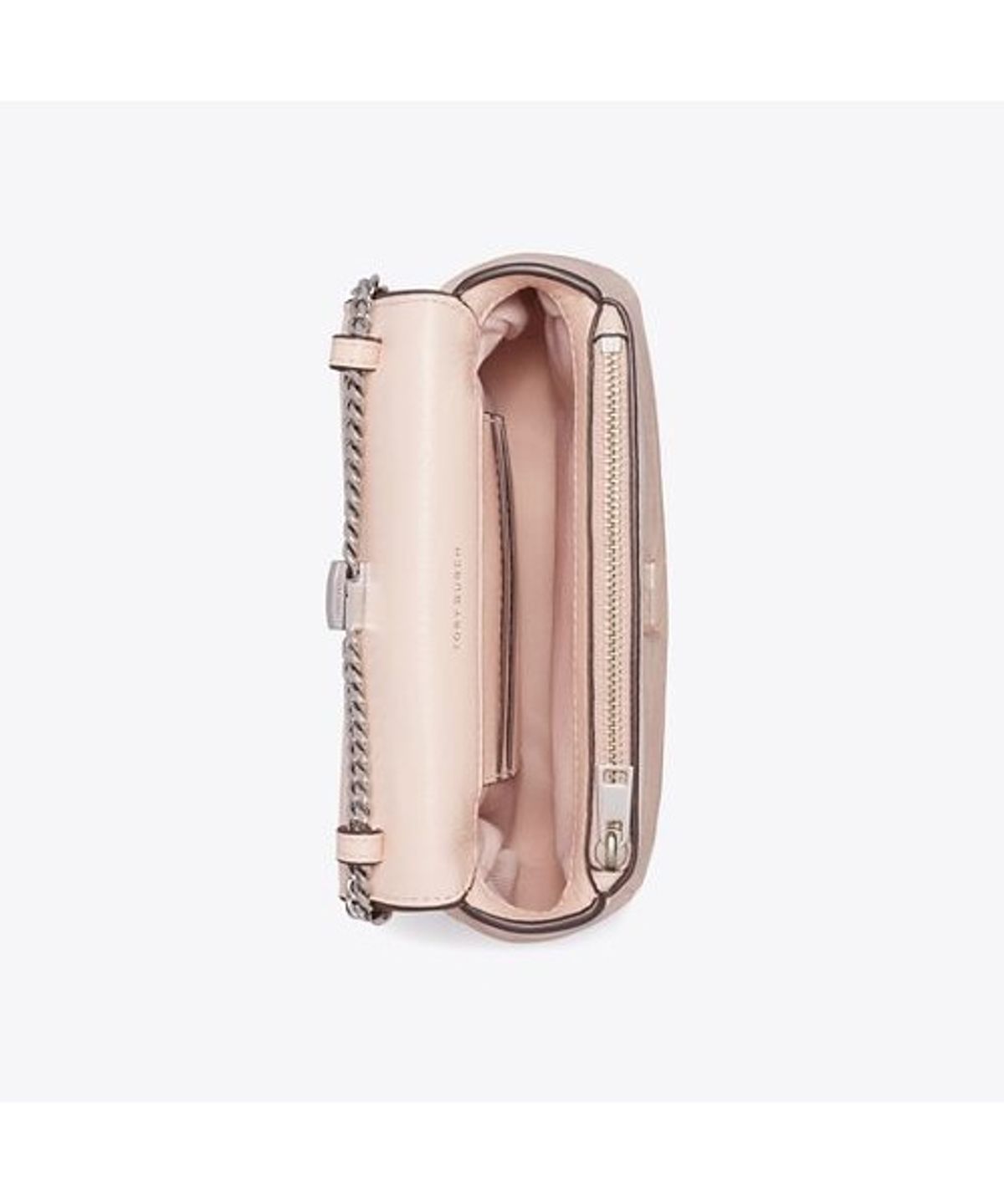 토리버치(TORYBURCH) 찰리 퀼티드 탑 핸들 체인 월렛 - 소프트 핑크