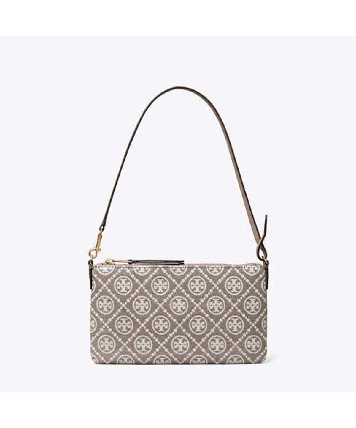 토리버치(TORYBURCH) 티 모노그램 코티드 자카드 포쉐트 - 차콜