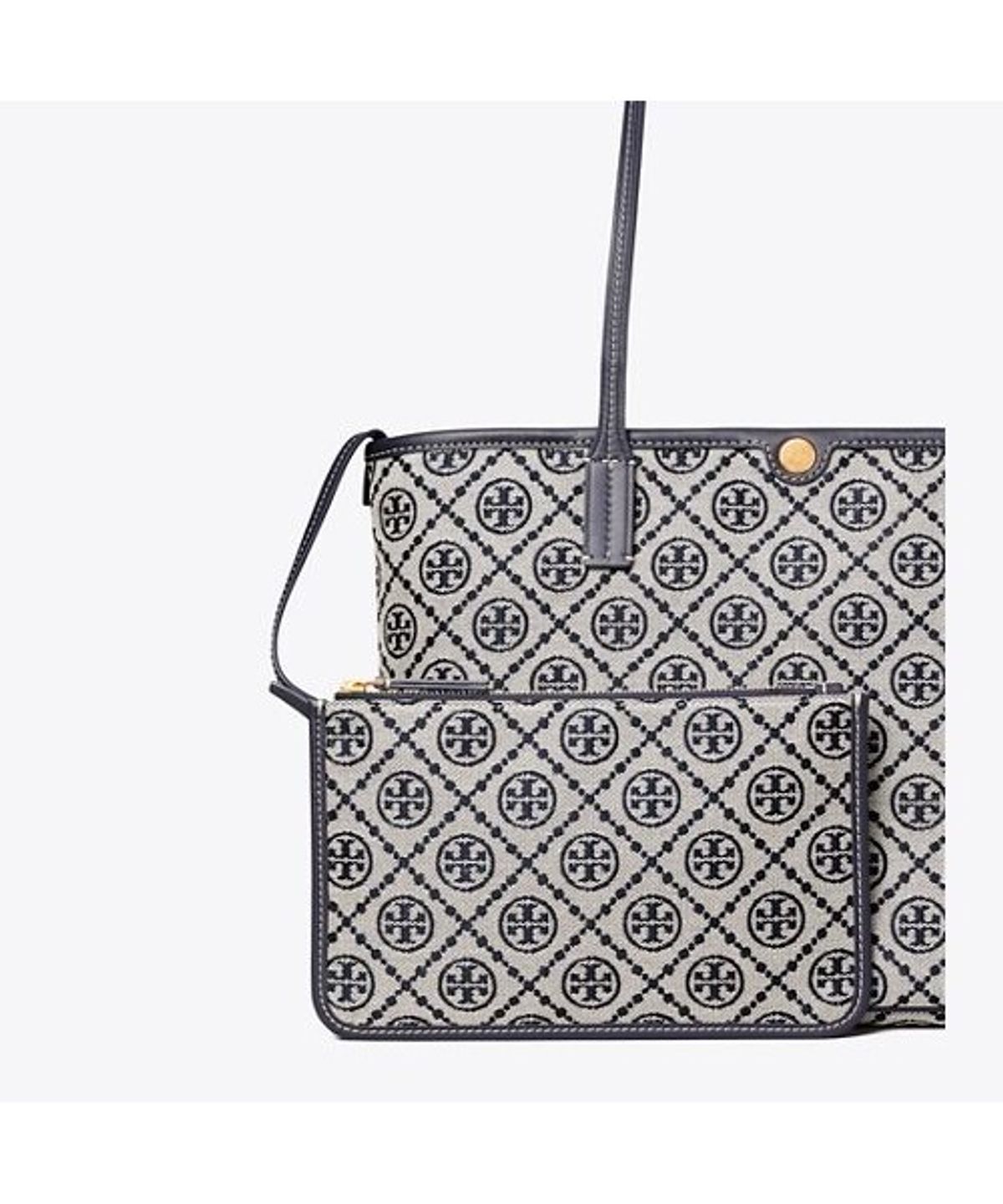 토리버치(TORYBURCH) 티 모노그램 스몰 집 토트 - 토리 네이비