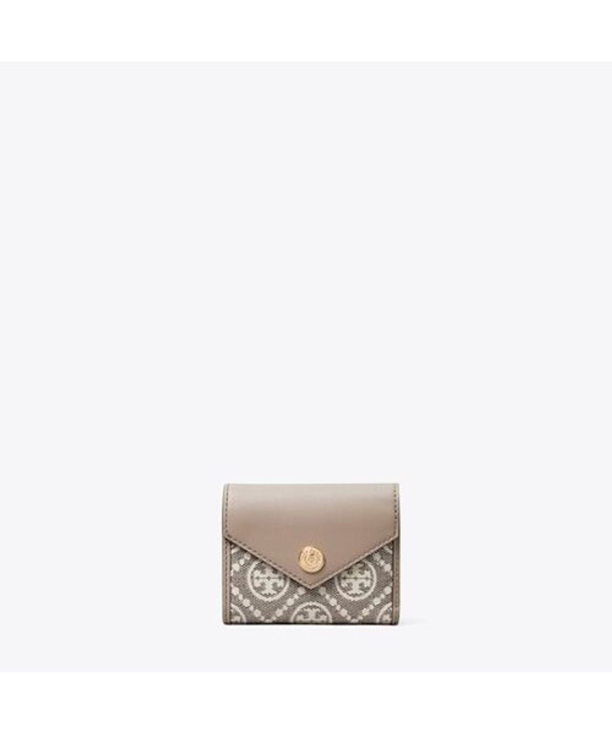 토리버치(TORYBURCH) 티 모노그램 코티드 자카드 엔벨로프 스몰 월렛 - 차콜