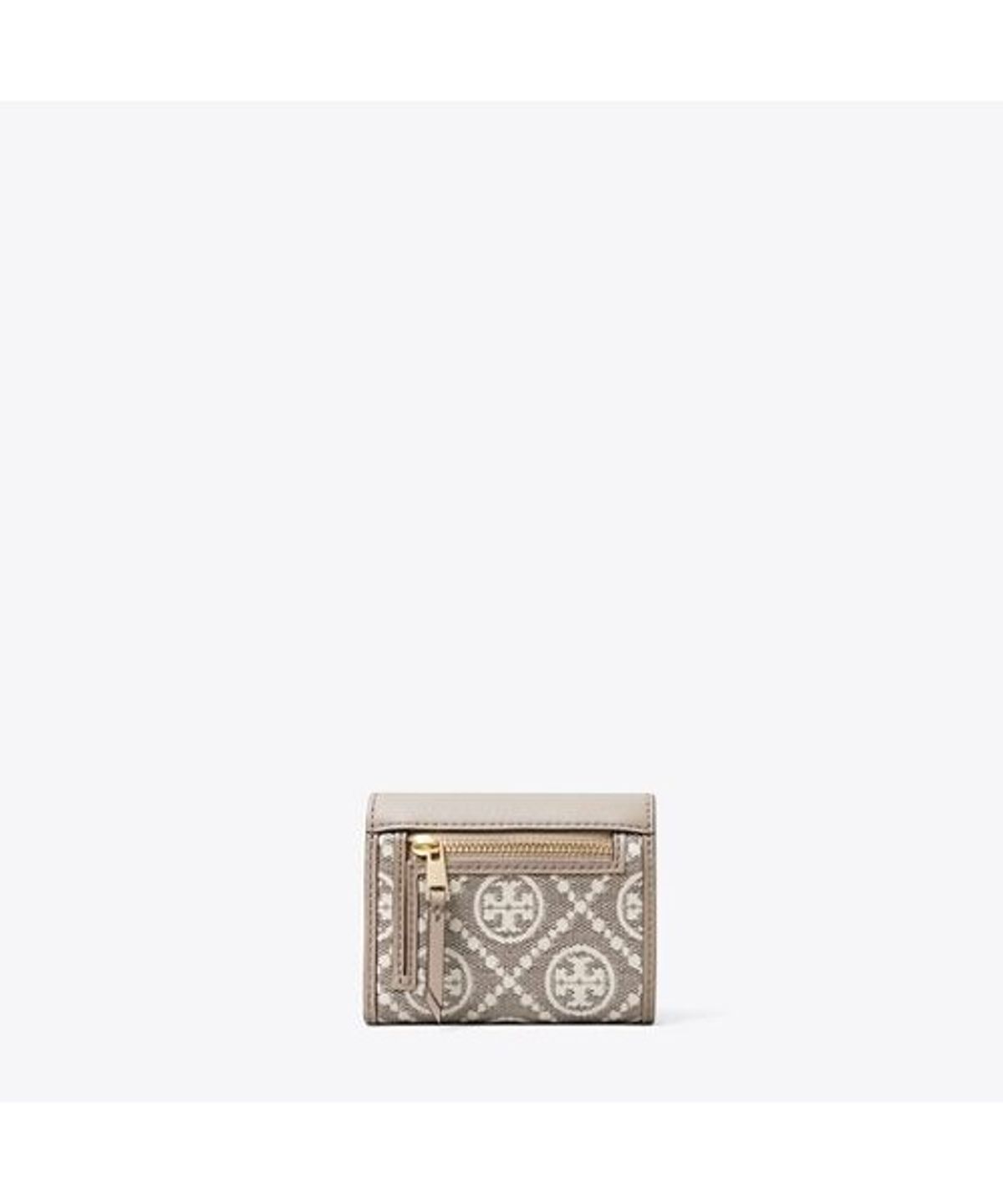 토리버치(TORYBURCH) 티 모노그램 코티드 자카드 엔벨로프 스몰 월렛 - 차콜