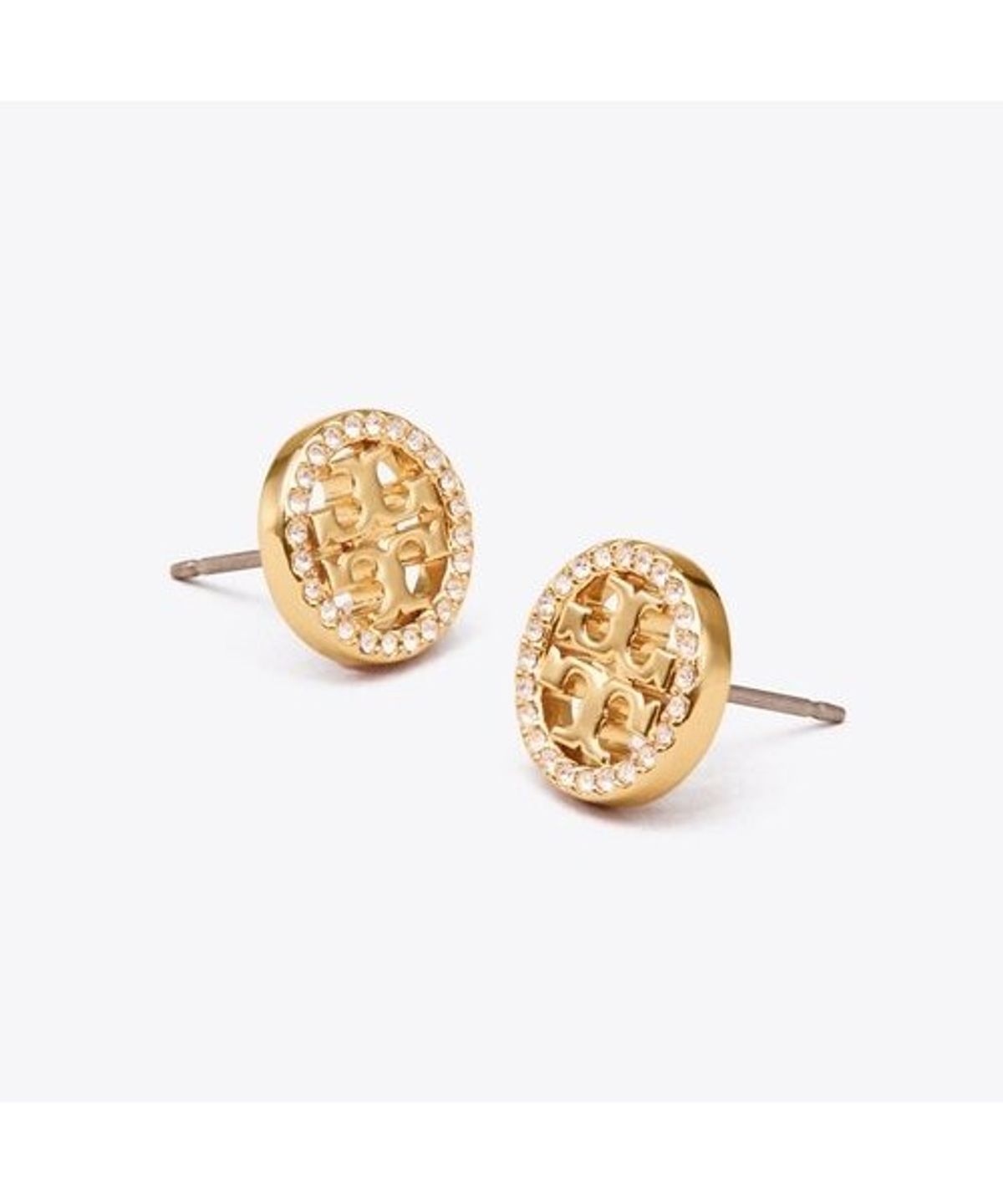 토리버치(TORYBURCH) 아이콘 파베 서클 스터드 이어링 - 토리 골드 / 크리스탈