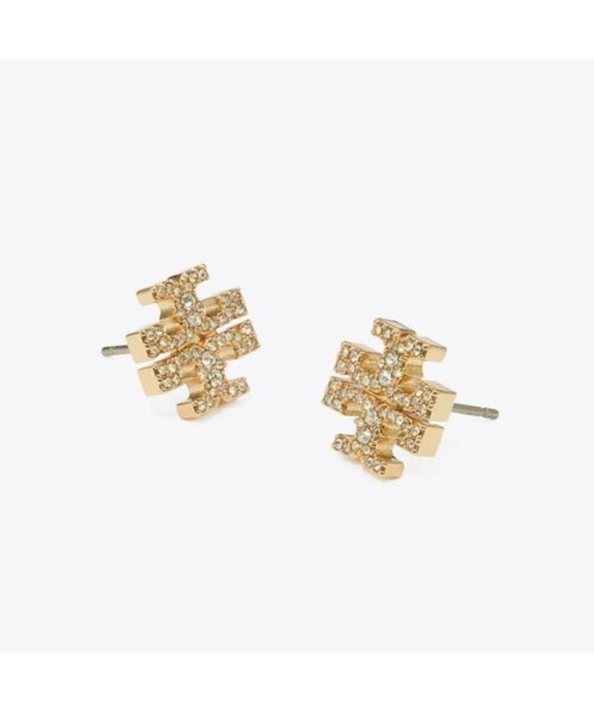 토리버치(TORYBURCH) 아이콘 파베 스터드 이어링 - 토리 골드 / 크리스탈