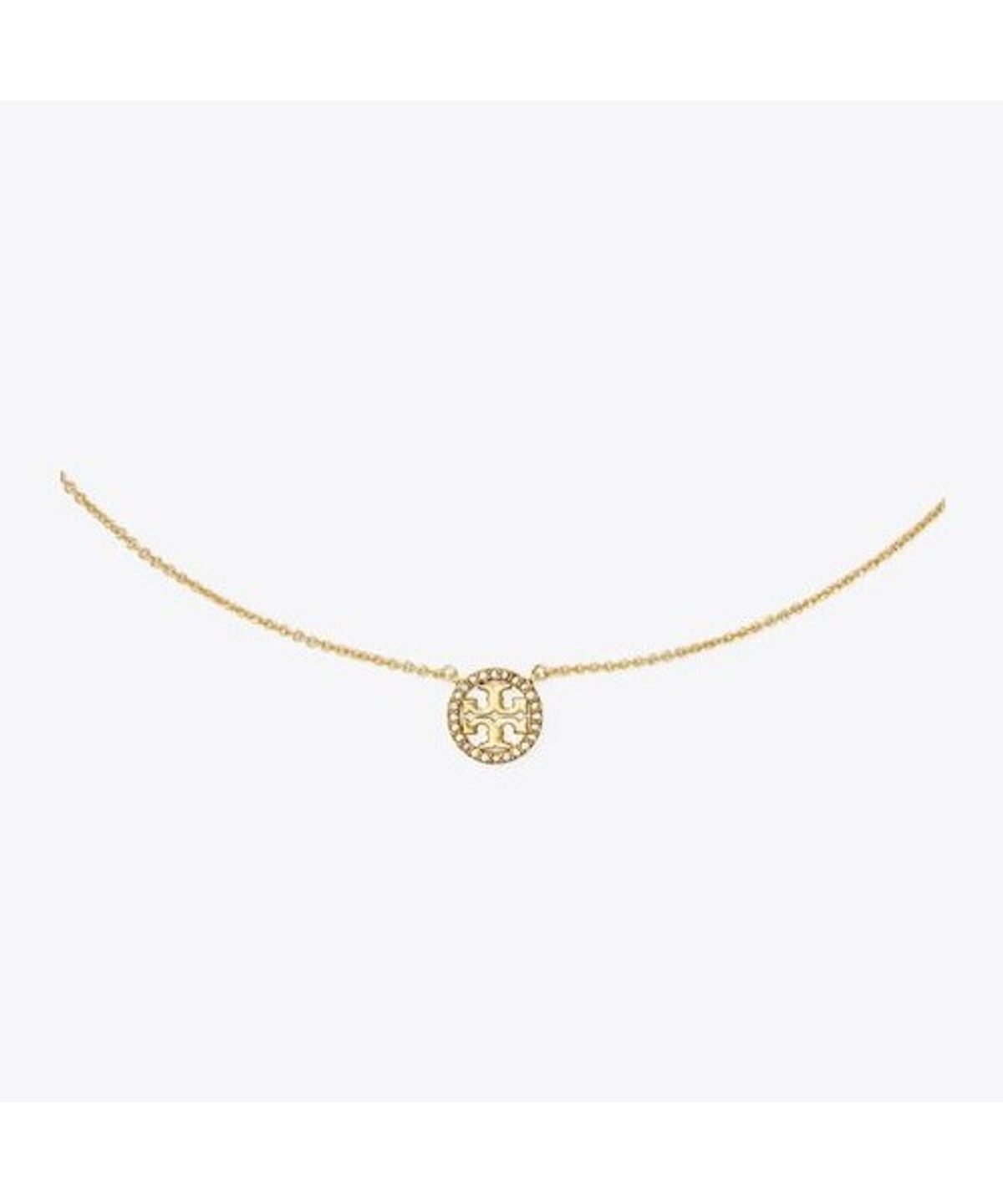 토리버치(TORYBURCH) 아이콘 파베 펜던트 네크레이스 - 토리 골드 / 크리스탈