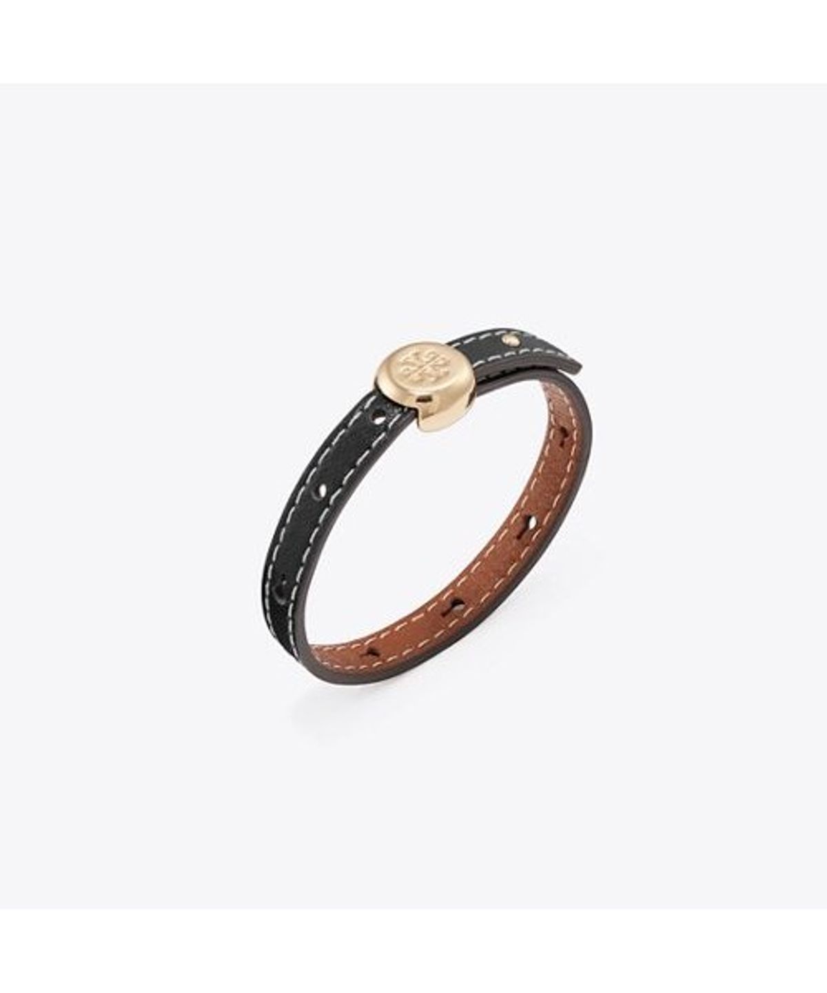 토리버치(TORYBURCH) 아이콘 레더 브레이슬릿 - 라이트 브라스 / 블랙