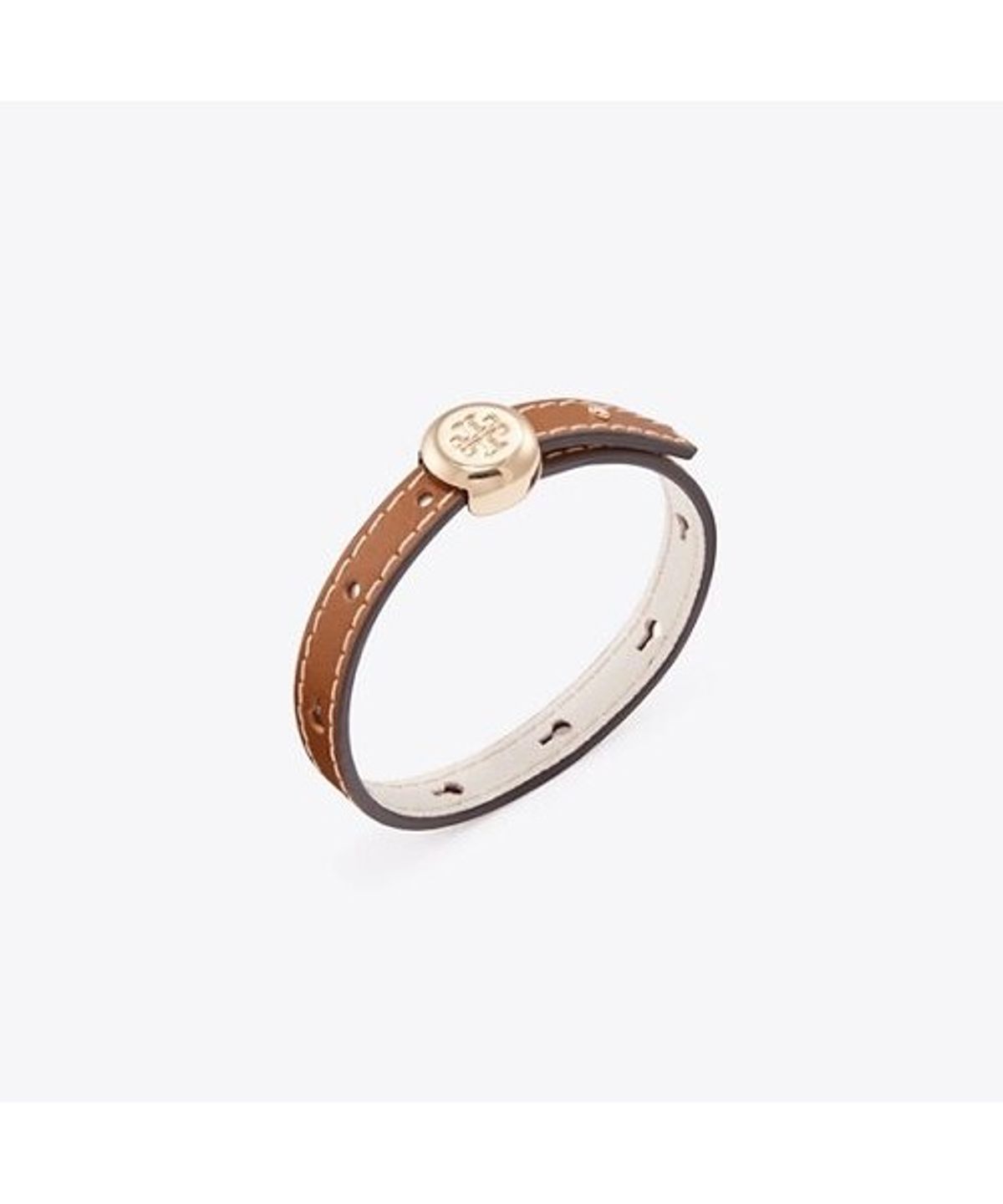 토리버치(TORYBURCH) 아이콘 레더 브레이슬릿 - 라이트 브라스 / 에이지 탄