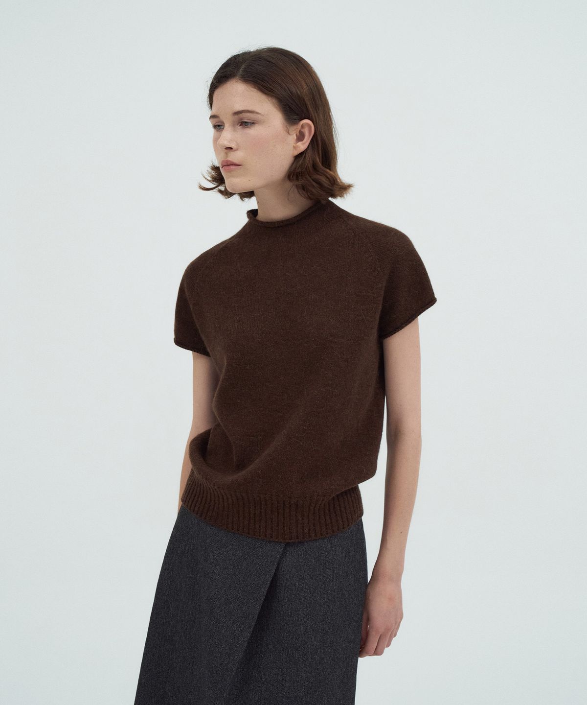 라메레이(LAMEREI) Holgament High Neck Cap Sleeve Knit Top[LMBEAUKN286]-3color