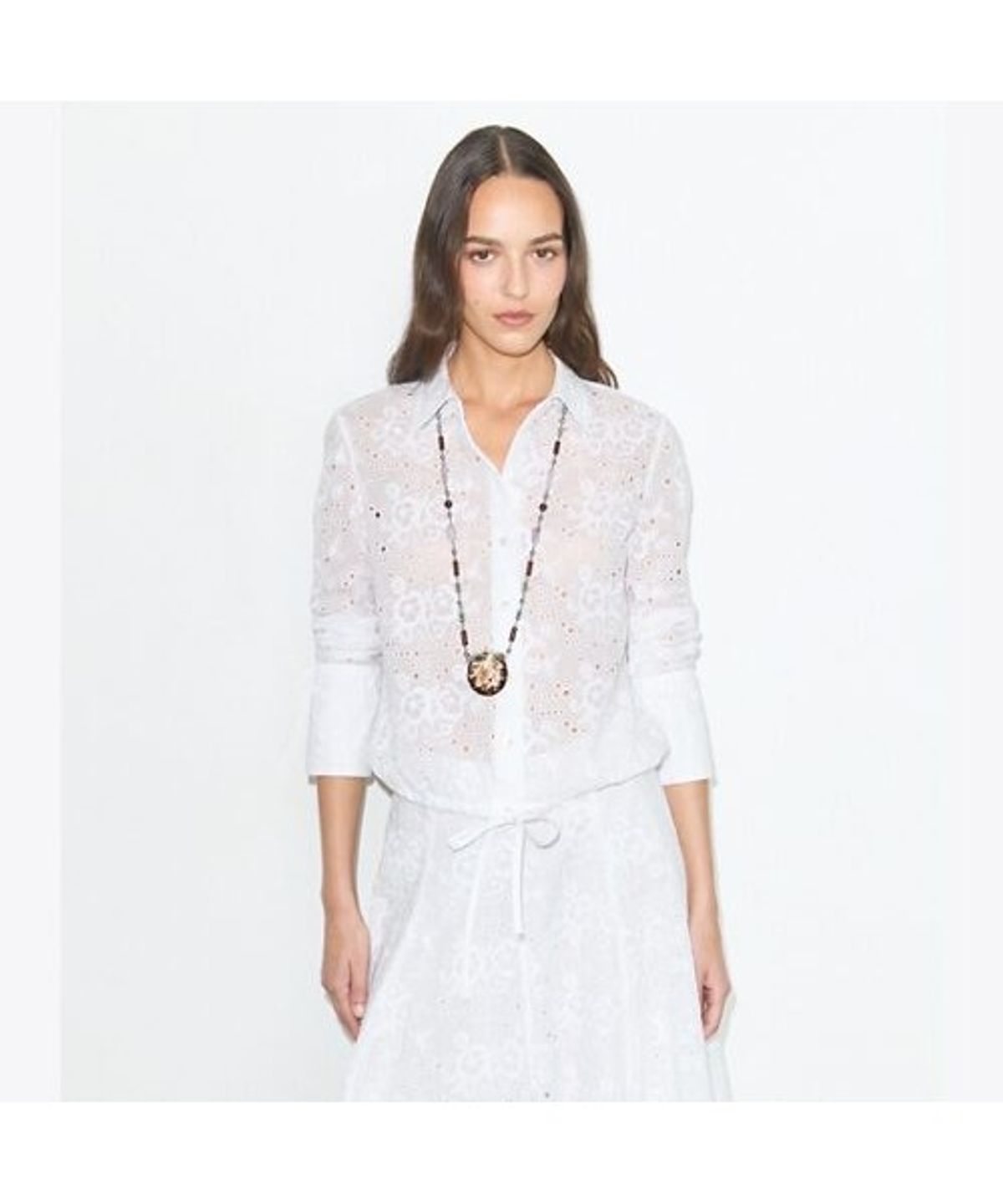 토리버치(TORYBURCH) 아일렛 코튼 블라우스 - 화이트