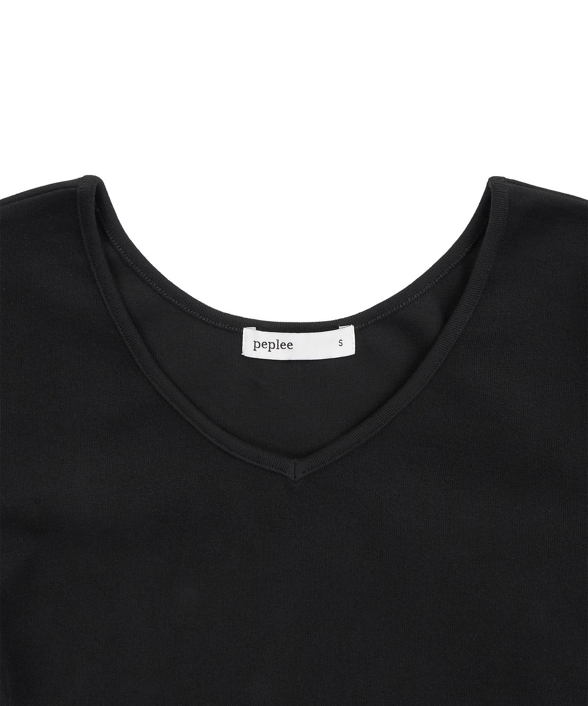 페플리(PEPLEE) V-Neck 3/4 Sleeve Tee (Black)