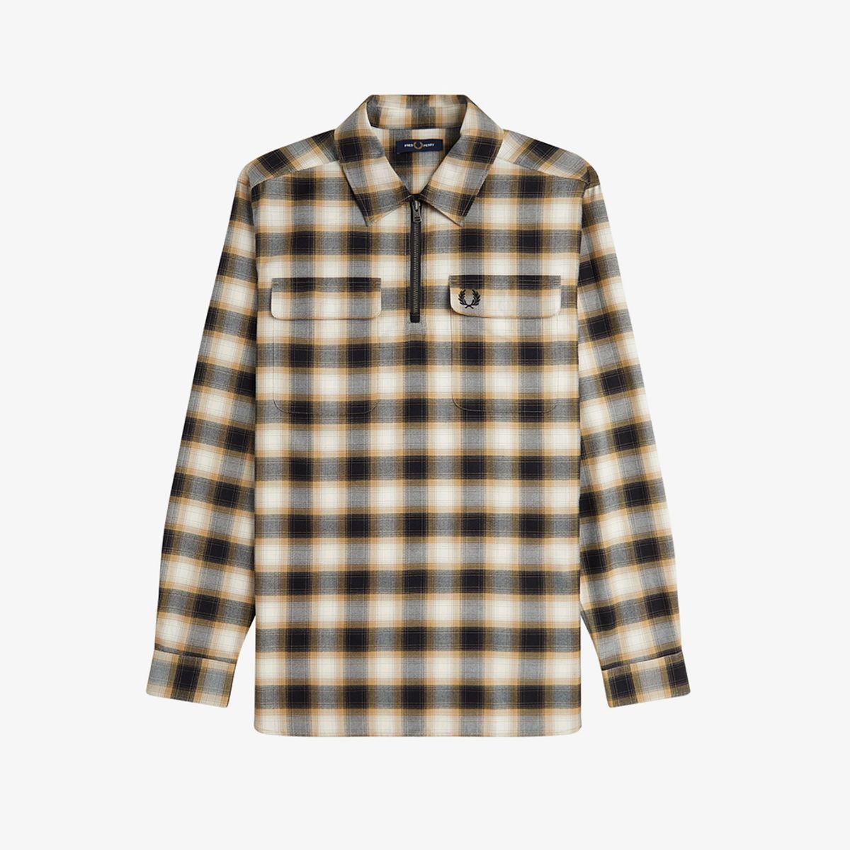 프레드페리(FRED PERRY) [Sport] 하프 집 체크 셔츠 - 에크루 AFPM2438513-560