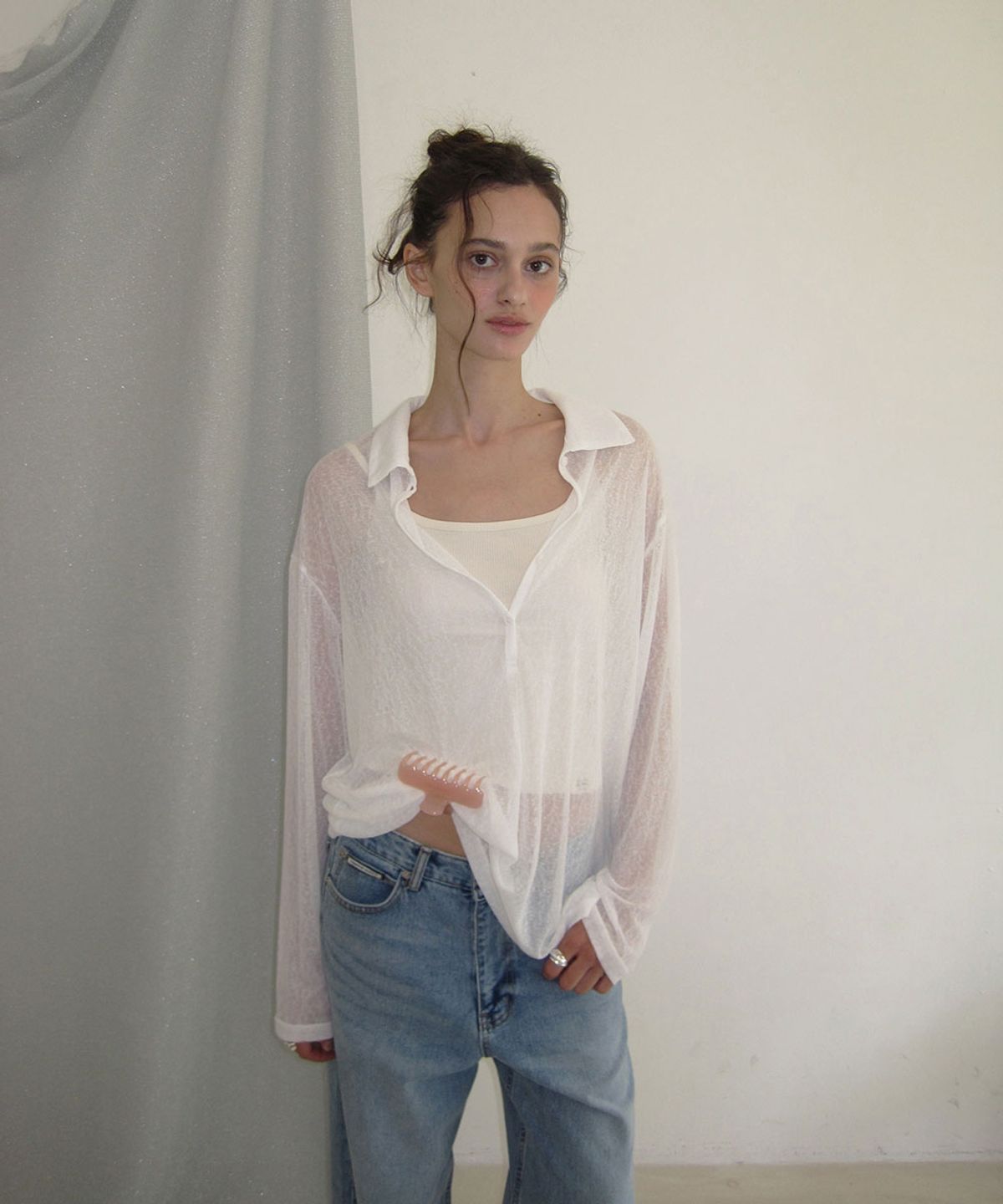 어패럴아카이브(APPAREL ARCHIVE) Veil sheer layered knit - Ivory