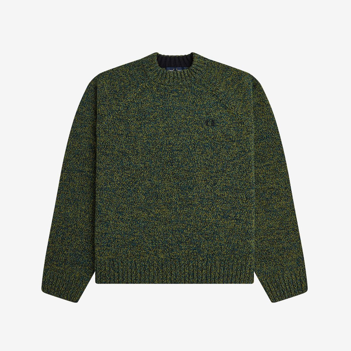 프레드페리(FRED PERRY) [Womens] 트위스트 말 모크 넥 니트 - 테니스볼 옐로우/다크페트롤/블랙 AFPF2531133-72A