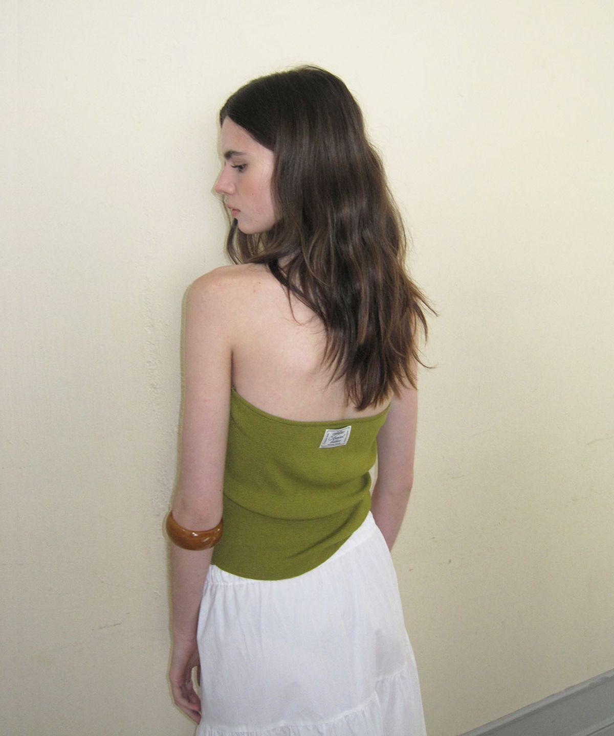 어패럴아카이브(APPAREL ARCHIVE) Ecru halter layered sleeveless - Olive