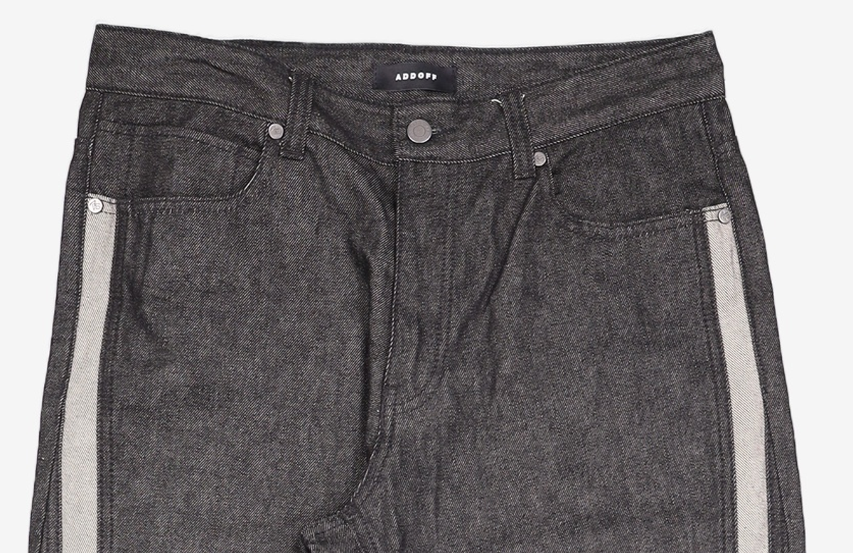 애드오프(ADDOFF) WAVE CURL LINE WIDE DENIM PANTS BLACK 50