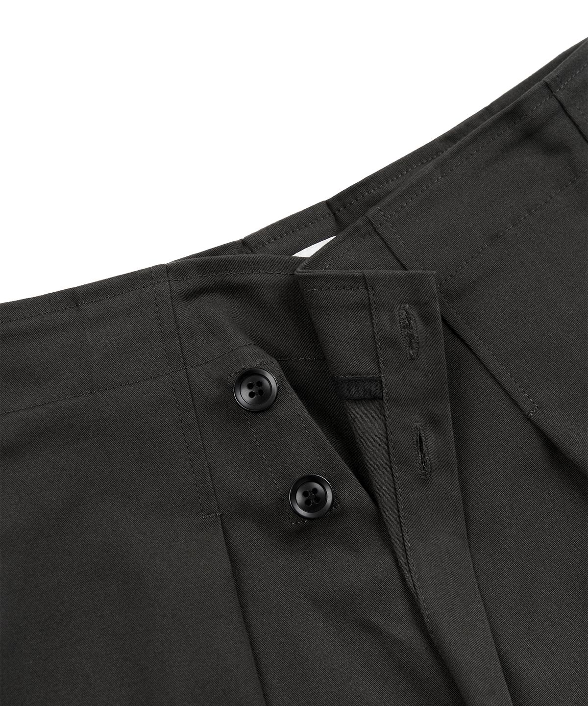 페플리(PEPLEE) Pleats Button Wrap Skirt (Black)