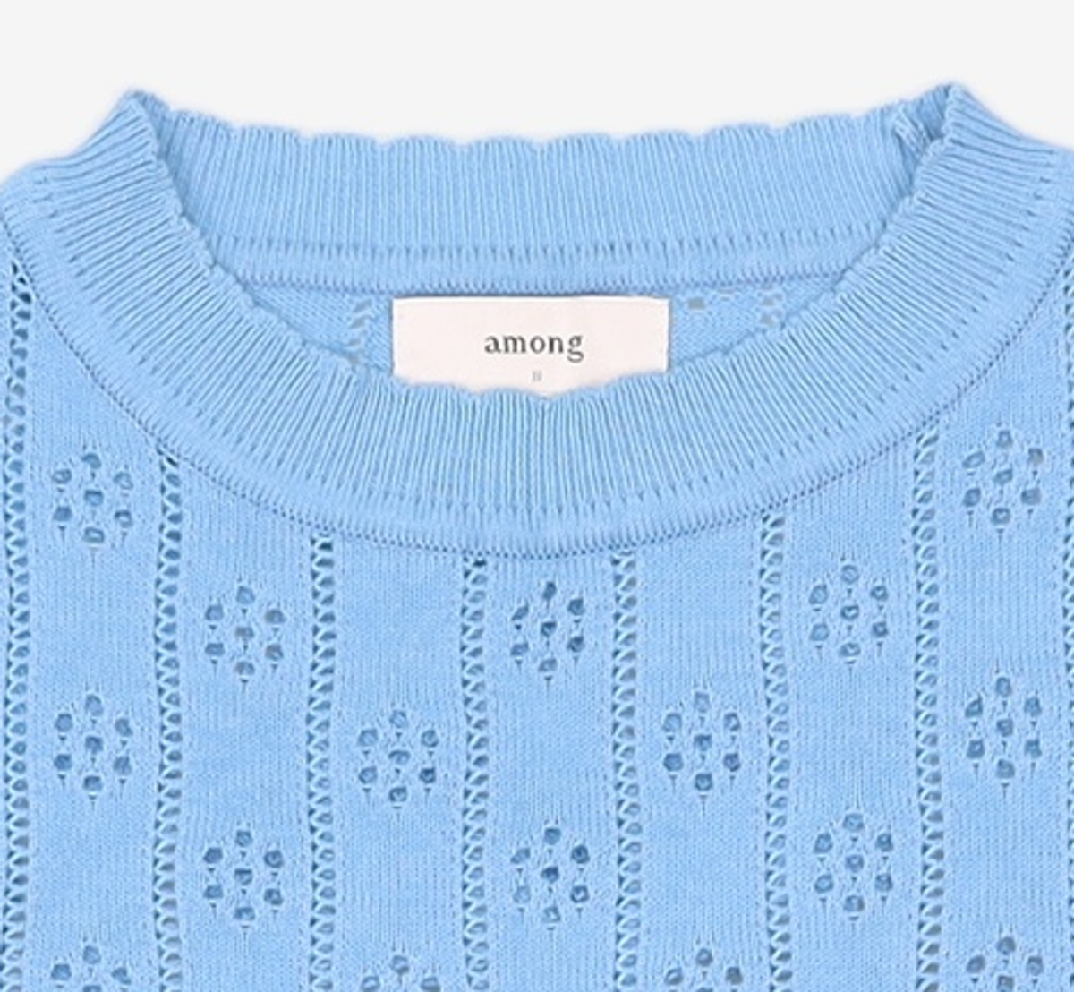 어몽(AMONG) A FLOWER SEED CROCHET KNIT TOP_BLUE S