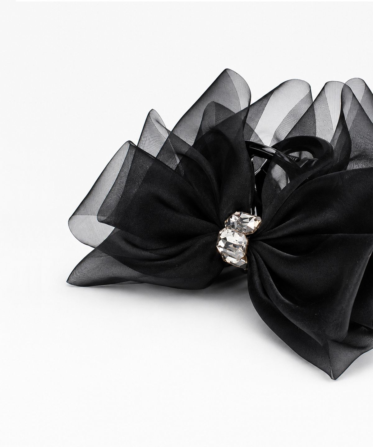 라코하(RACOHA) Belle Crystal Organza Hair Claw 크리스탈 오간자 리본 헤어집게핀