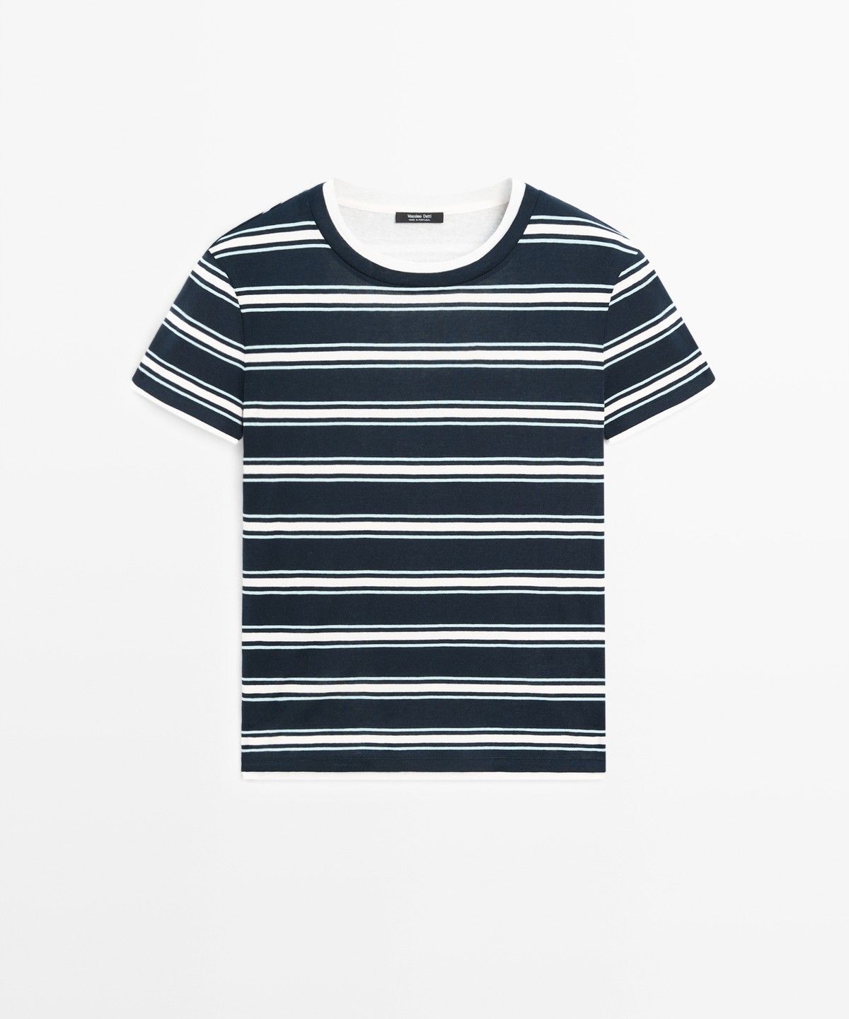 마시모두띠(MASSIMO DUTTI) 스트라이프 레이어드 반팔 티셔츠