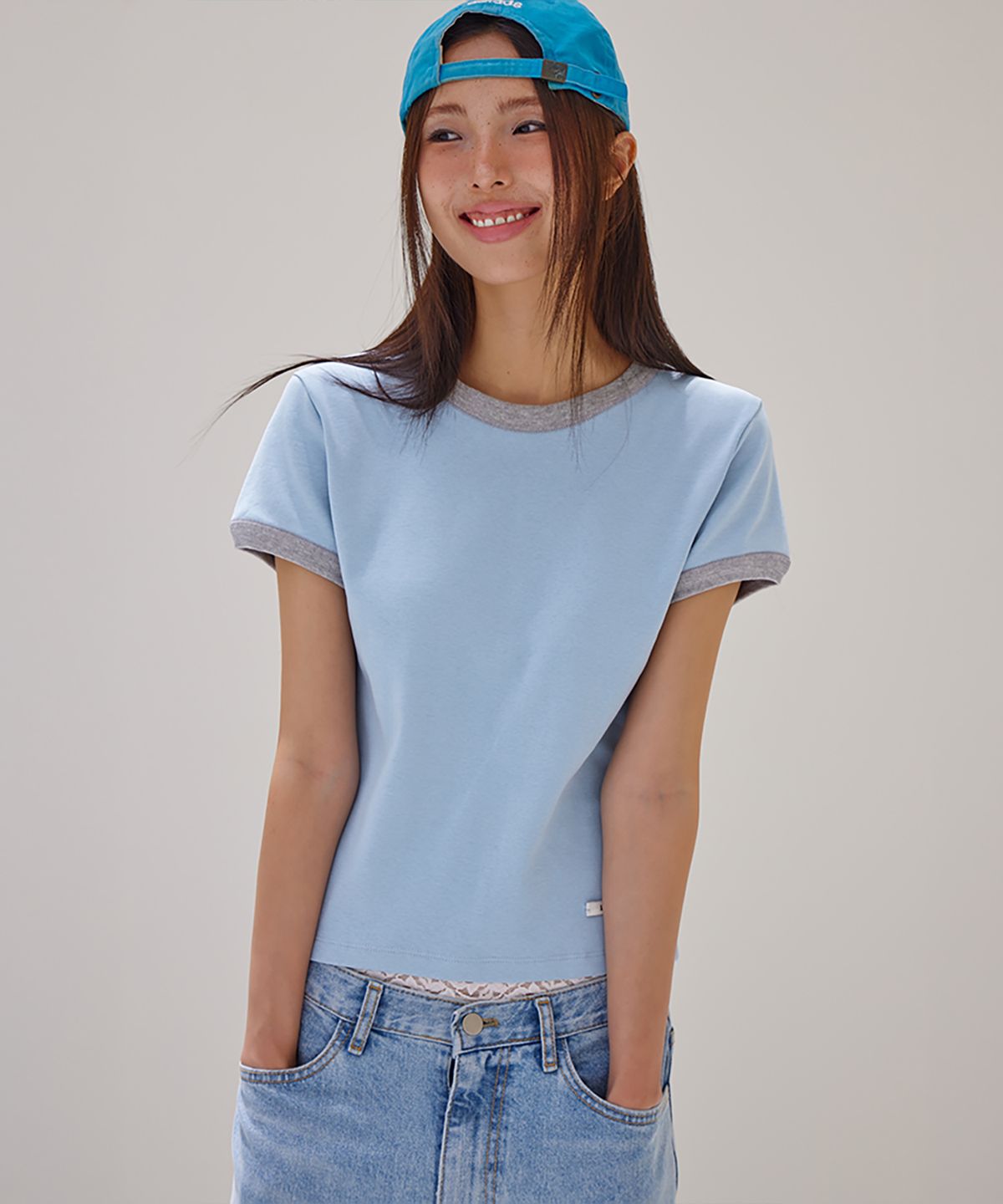 런던다다(LONDONDADA) Essential Ringer T-Shirt, SKY