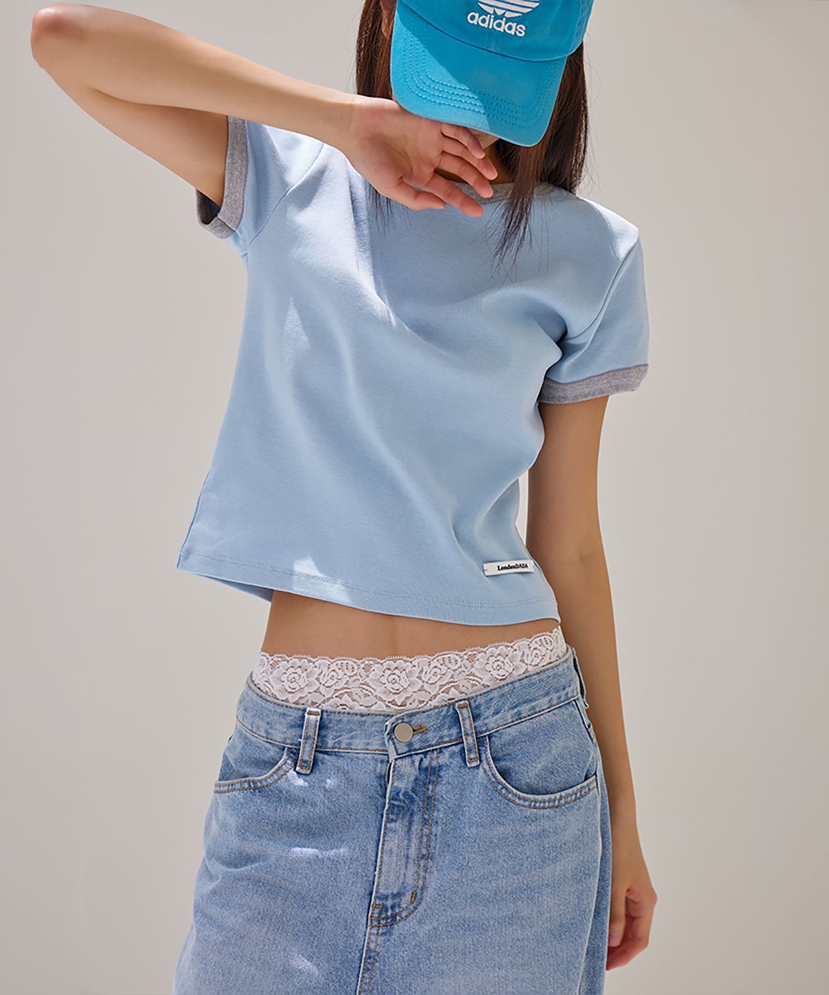 런던다다(LONDONDADA) Essential Ringer T-Shirt, SKY