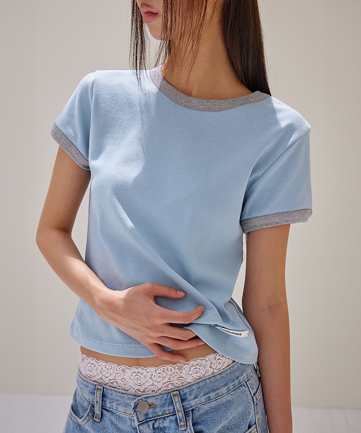 런던다다(LONDONDADA) Essential Ringer T-Shirt, SKY
