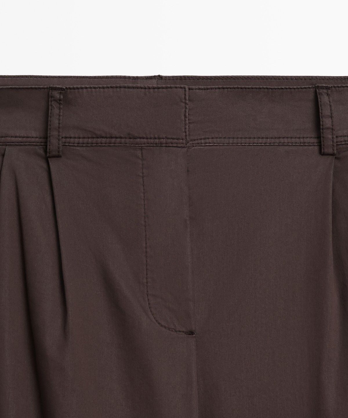 마시모두띠(MASSIMO DUTTI) 코튼 포플린 혼방 턱 팬츠