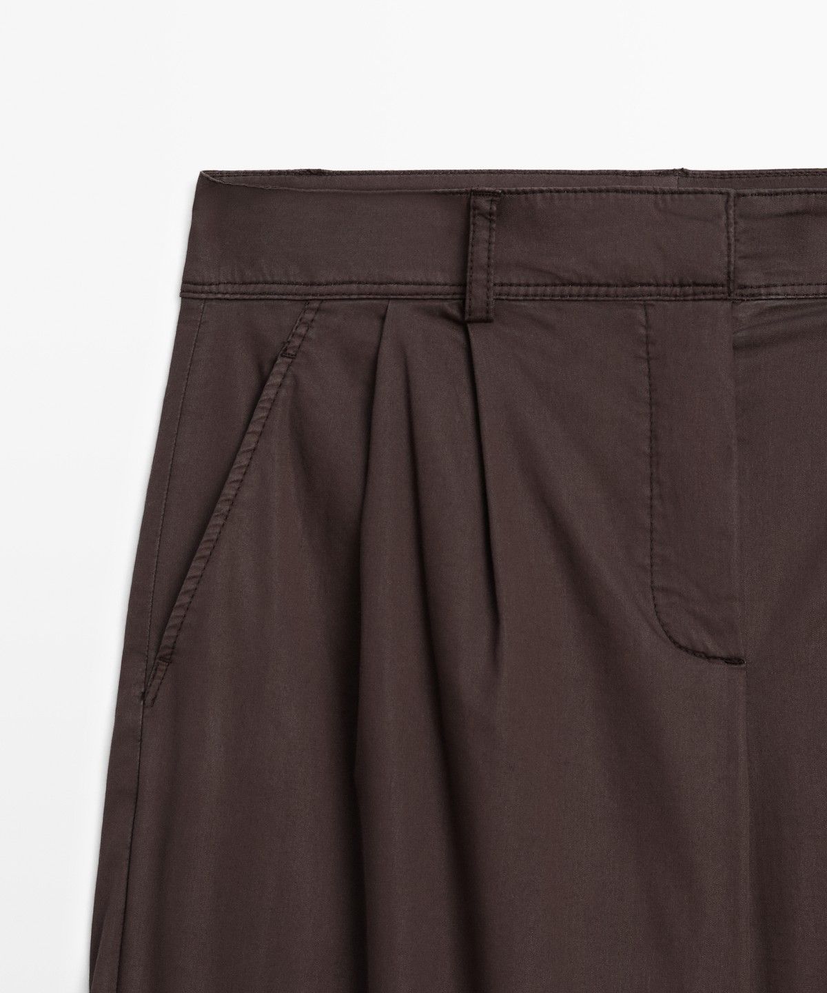 마시모두띠(MASSIMO DUTTI) 코튼 포플린 혼방 턱 팬츠